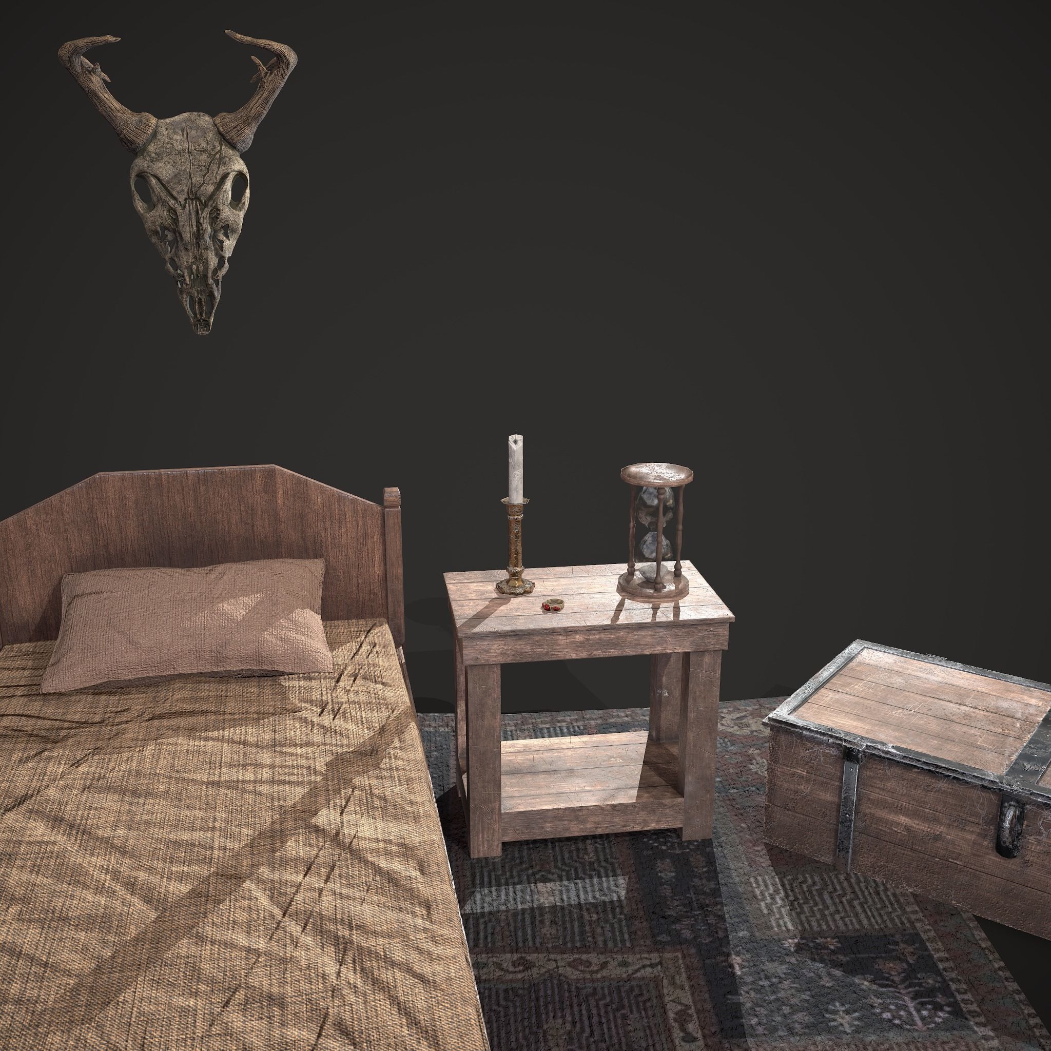 Medieval Tavern Bedroom Props Pack 3D Model Collection_2