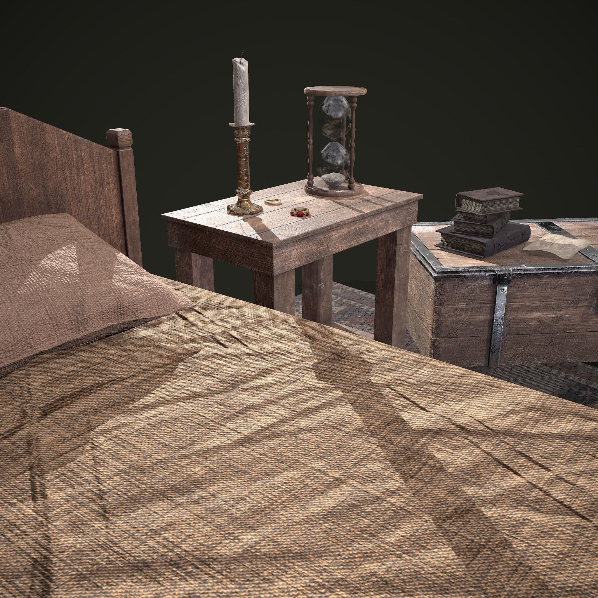 Medieval Tavern Bedroom Props Pack 3D Model Collection_33