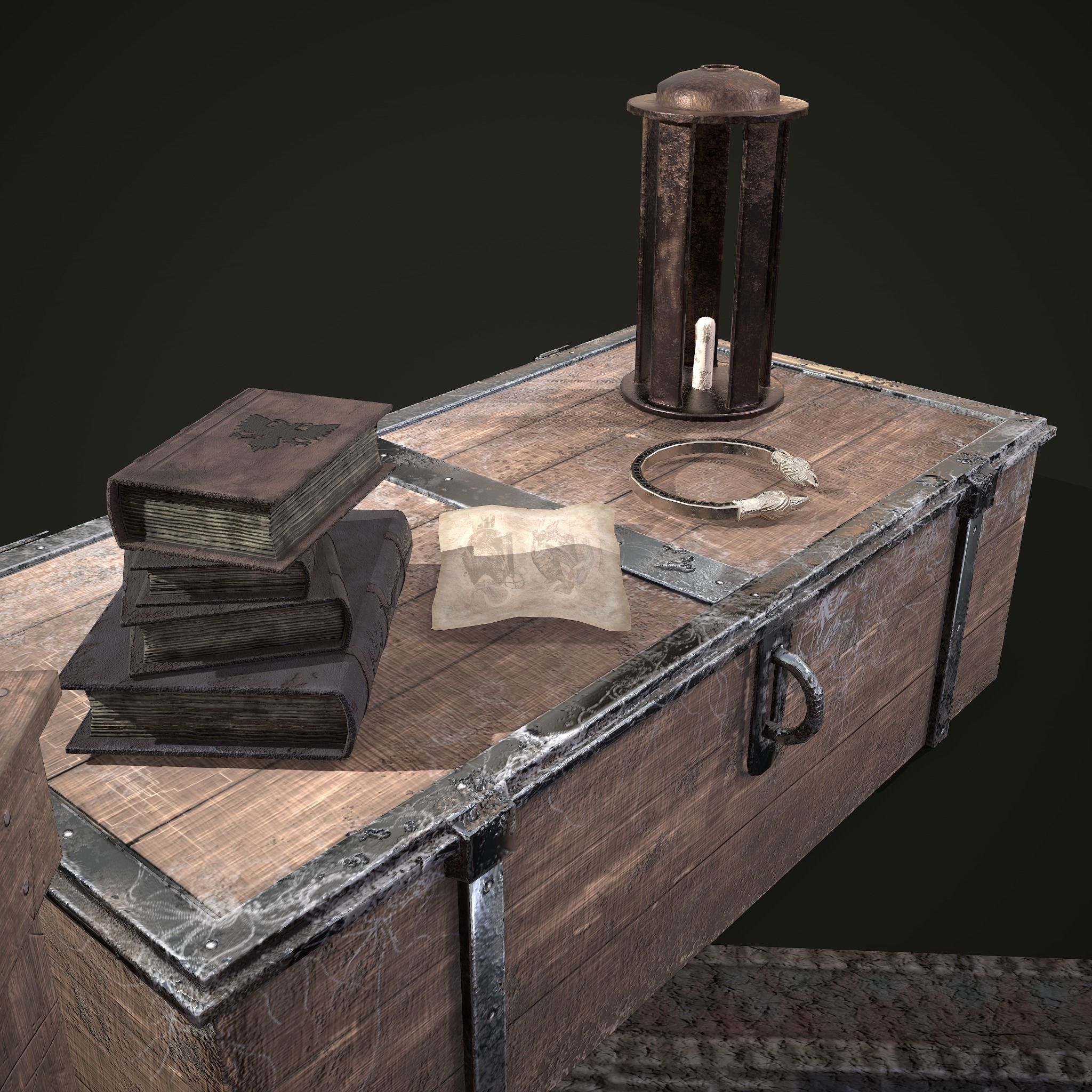 Medieval Tavern Bedroom Props Pack 3D Model Collection_30