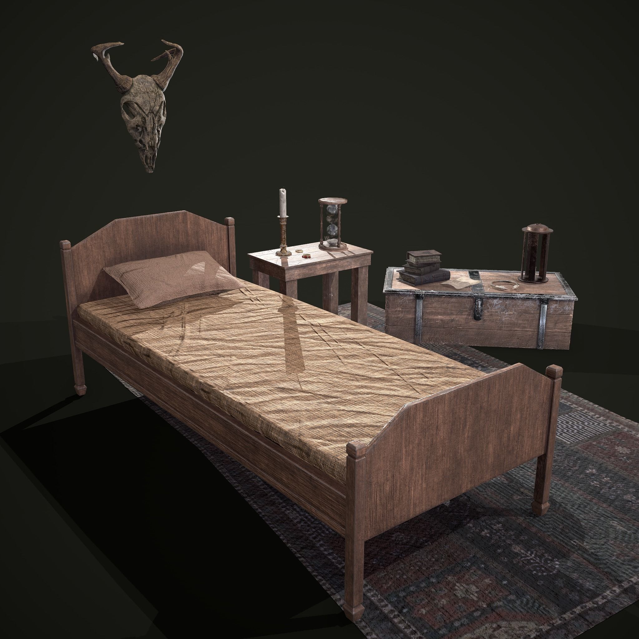 Medieval Tavern Bedroom Props Pack 3D Model Collection_35