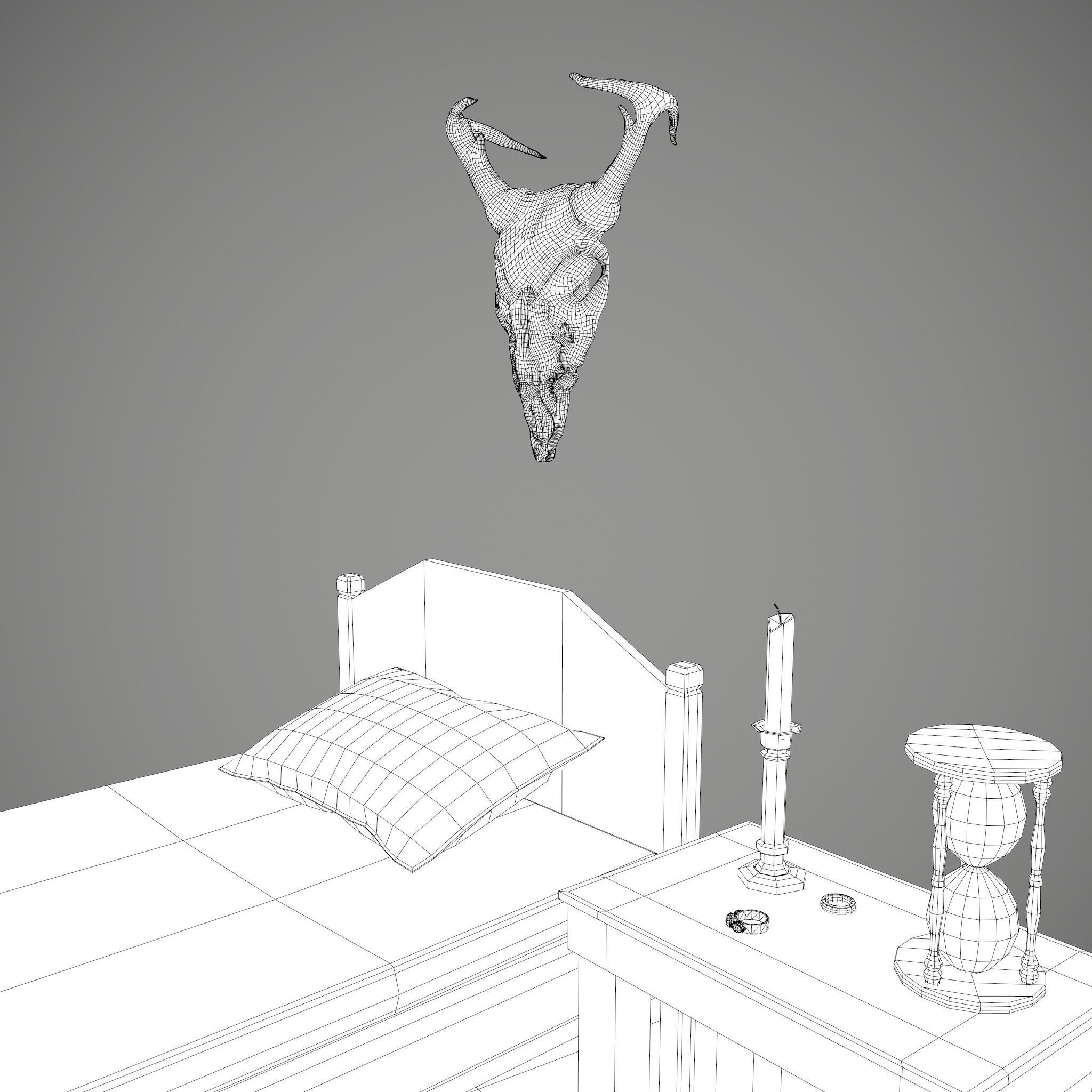 Medieval Tavern Bedroom Props Pack 3D Model Collection_39