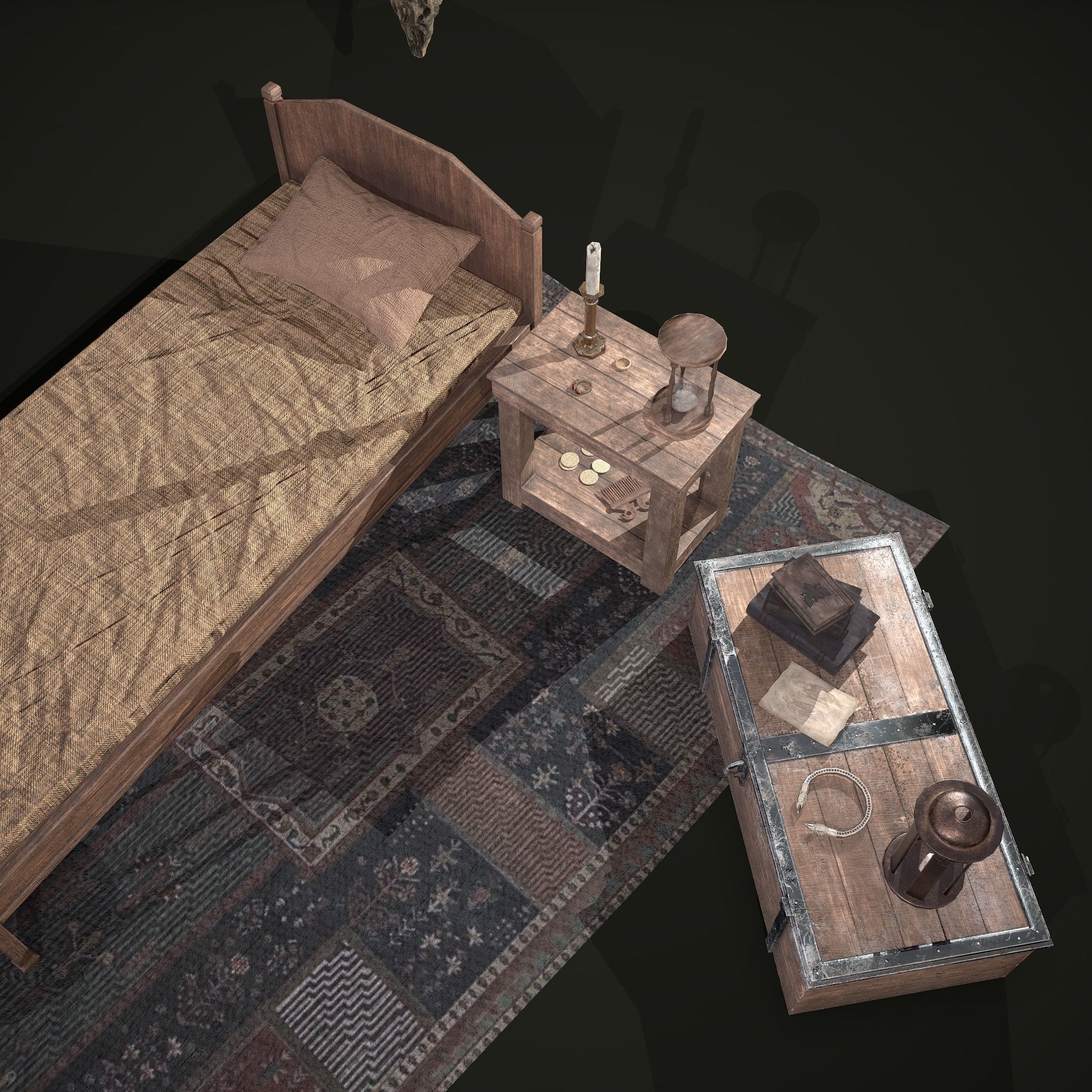 Medieval Tavern Bedroom Props Pack 3D Model Collection_17