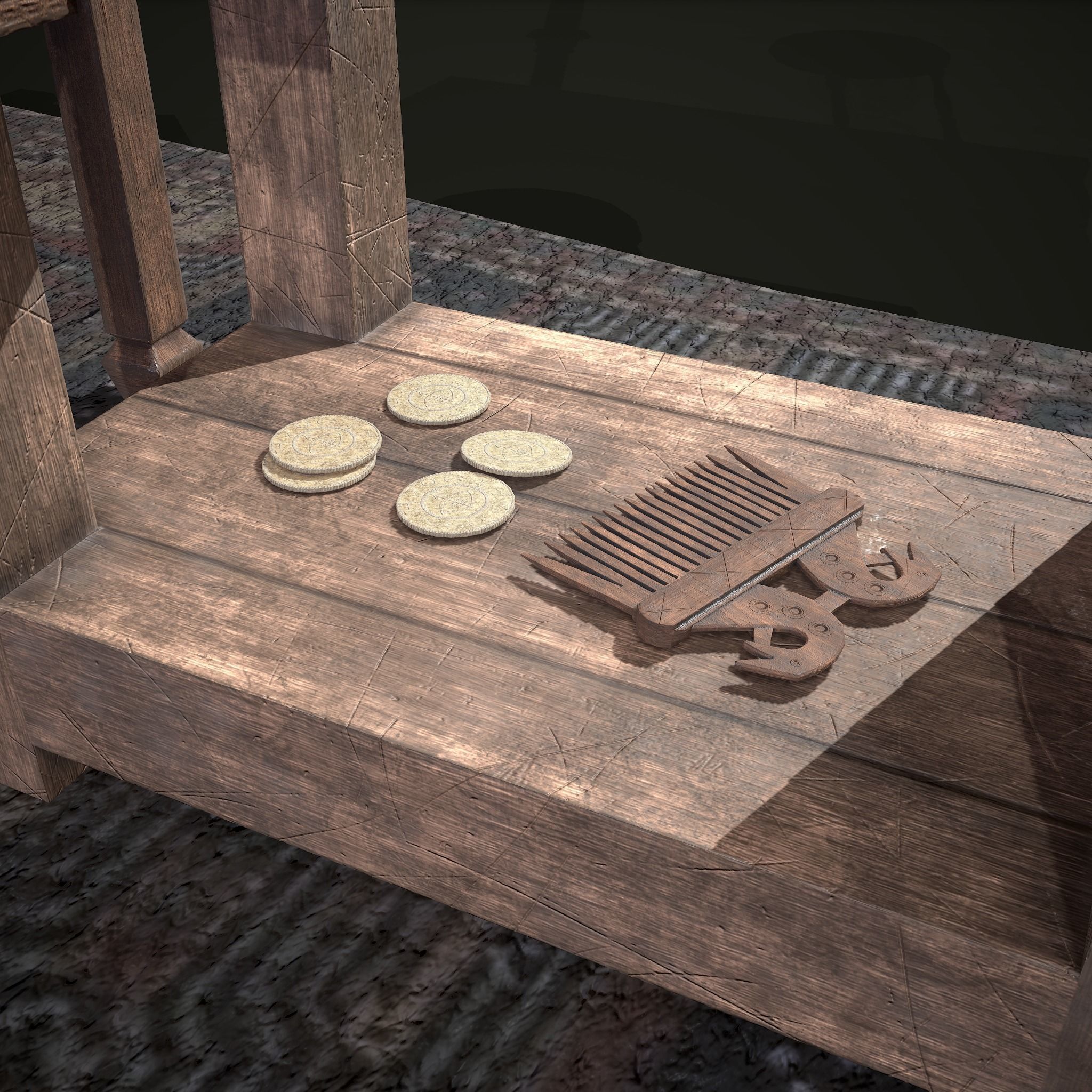 Medieval Tavern Bedroom Props Pack 3D Model Collection_24