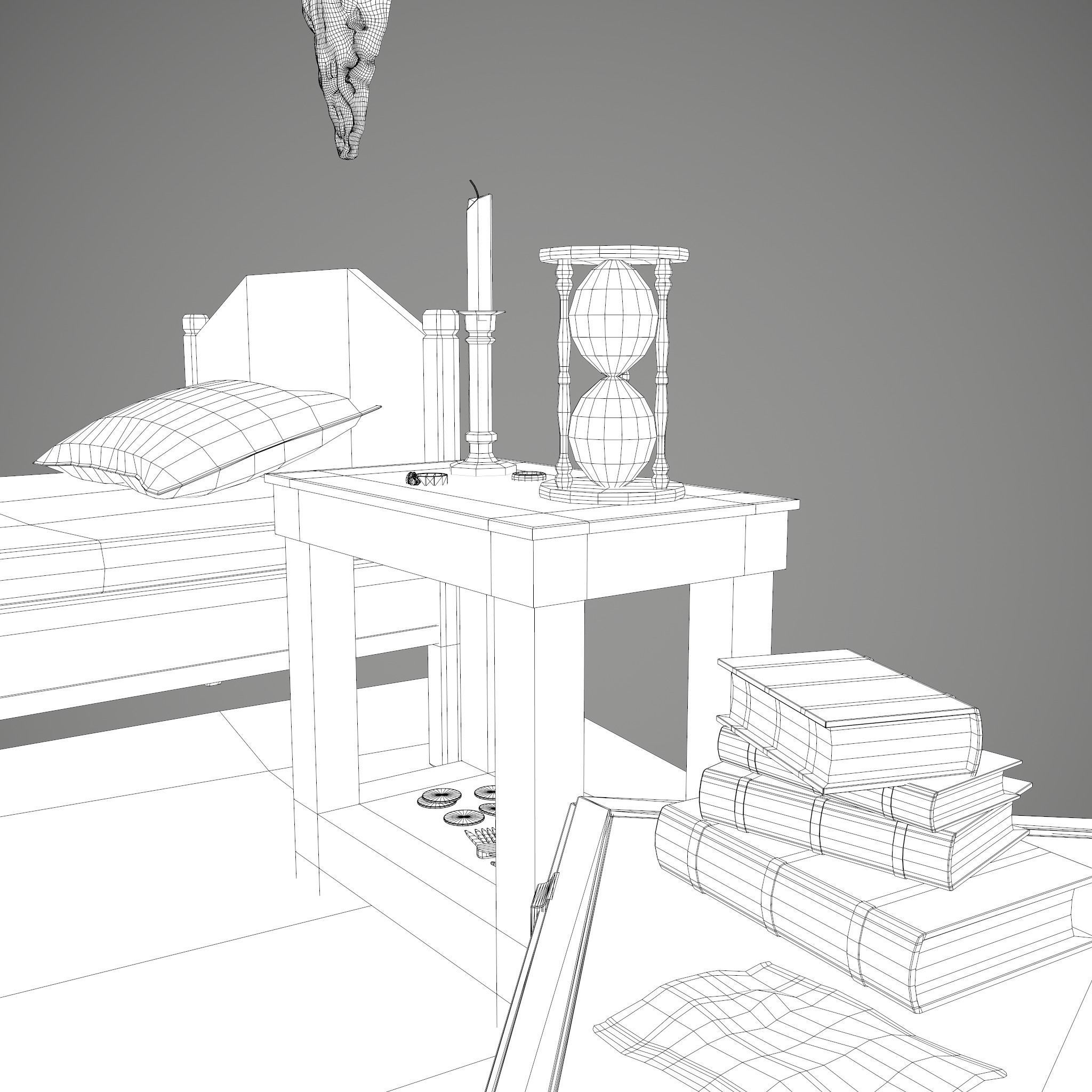 Medieval Tavern Bedroom Props Pack 3D Model Collection_40