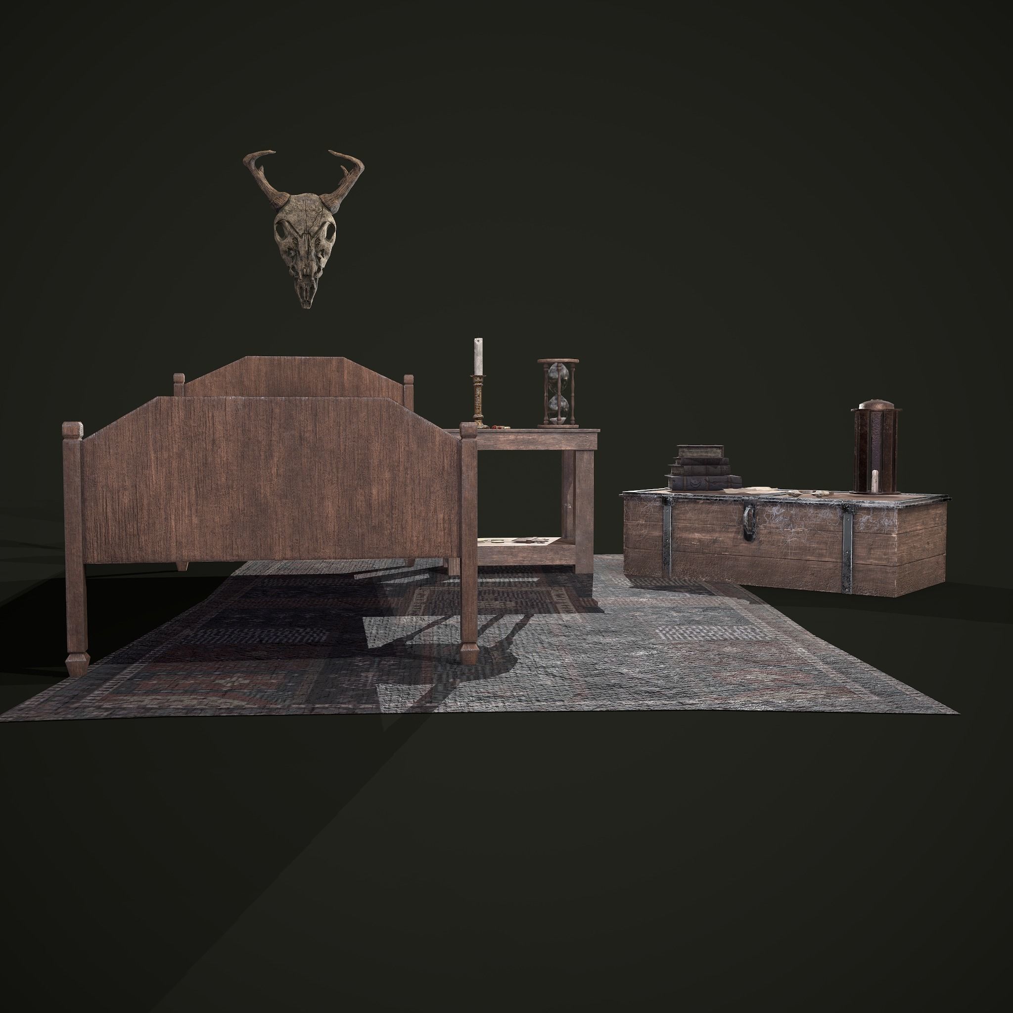 Medieval Tavern Bedroom Props Pack 3D Model Collection_19