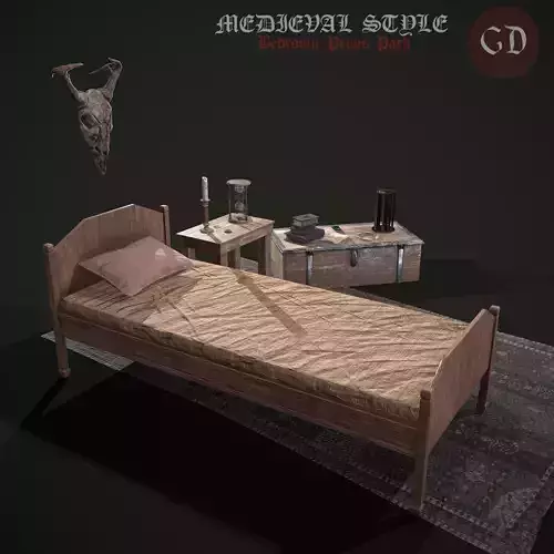 Medieval Tavern Bedroom Props Pack 3D Model Collection
