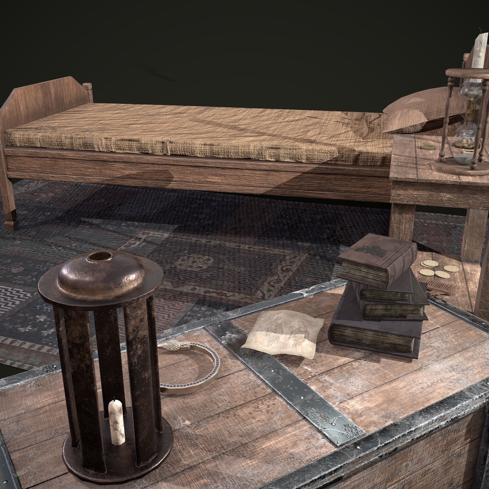 Medieval Tavern Bedroom Props Pack 3D Model Collection_13