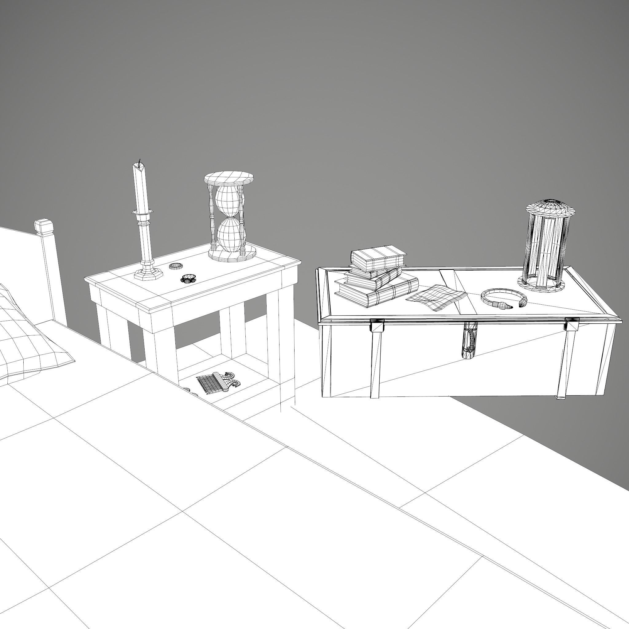 Medieval Tavern Bedroom Props Pack 3D Model Collection_38