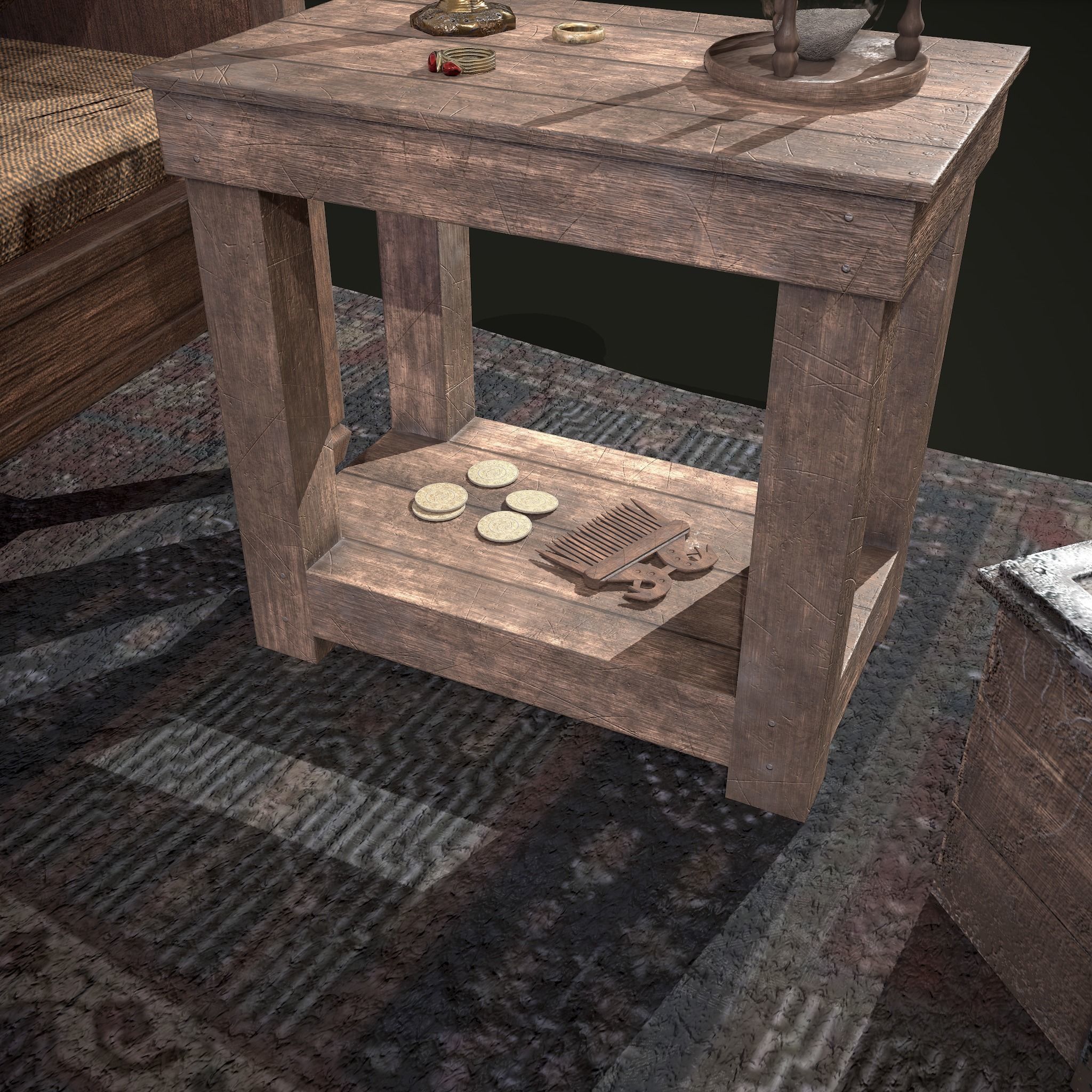 Medieval Tavern Bedroom Props Pack 3D Model Collection_25