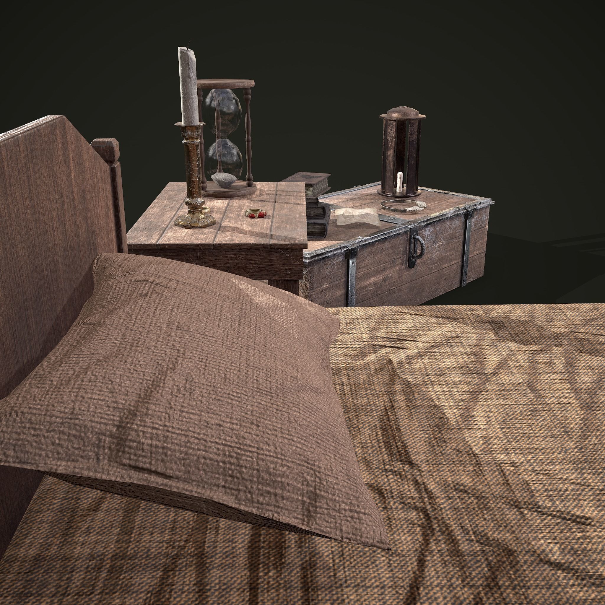 Medieval Tavern Bedroom Props Pack 3D Model Collection_34