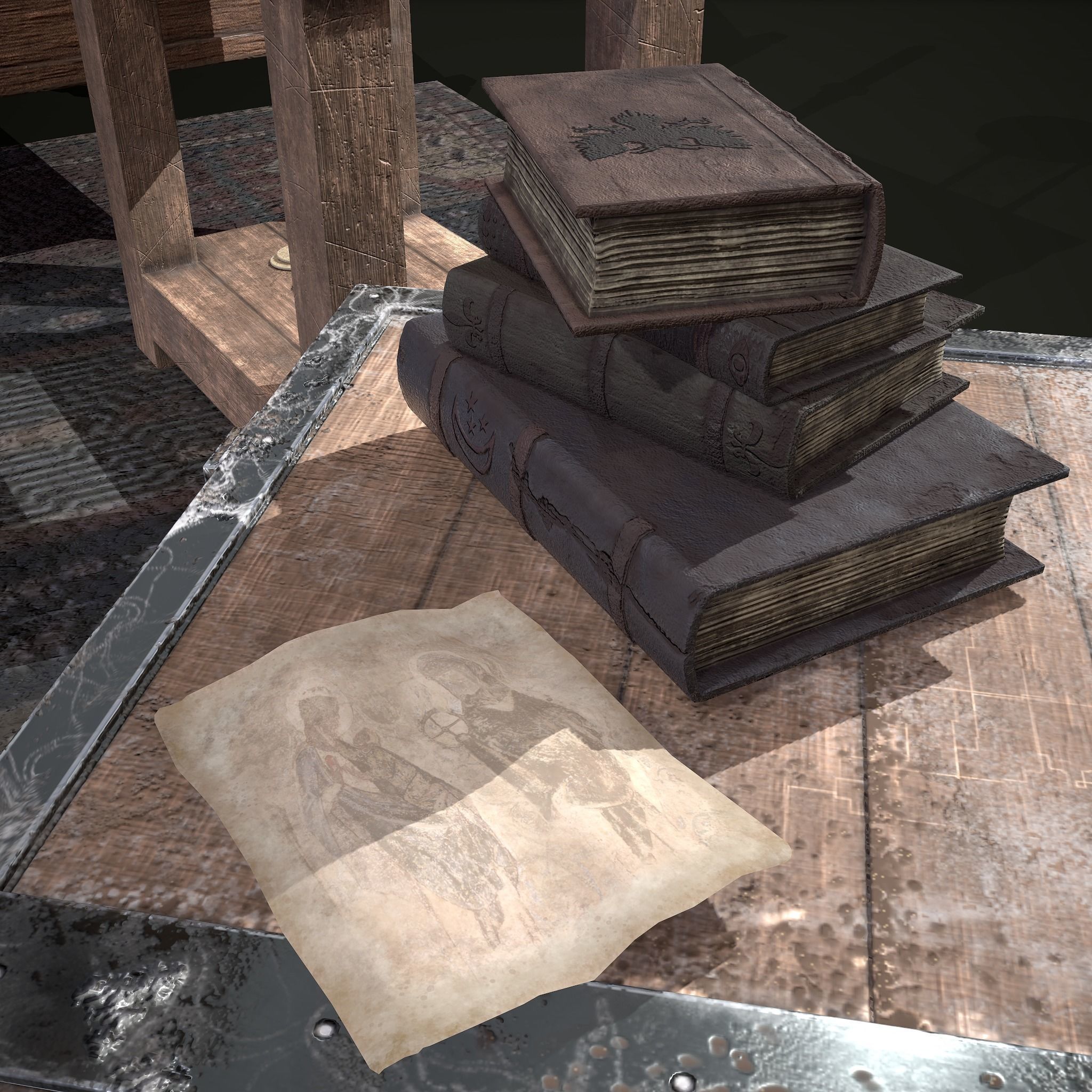 Medieval Tavern Bedroom Props Pack 3D Model Collection_29