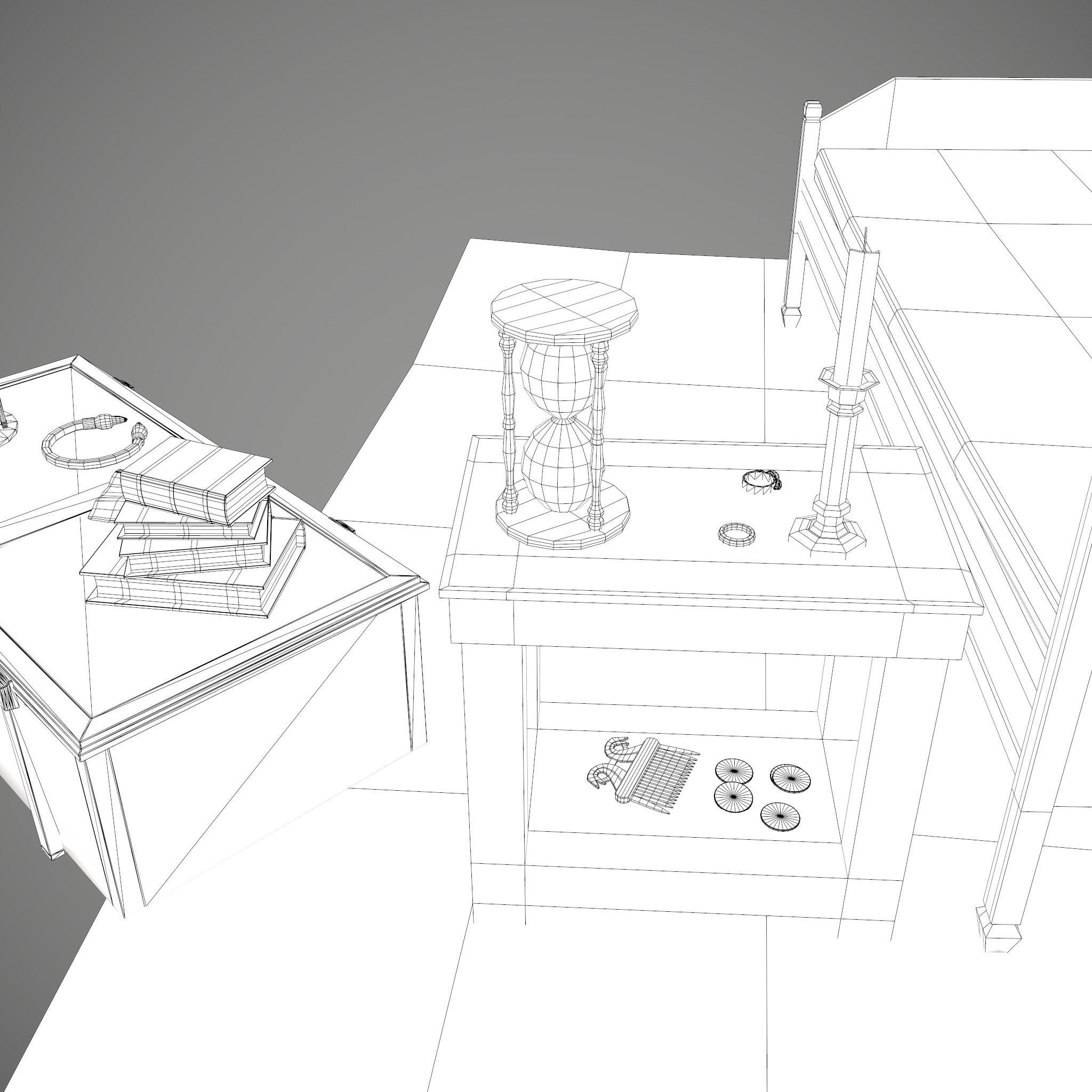 Medieval Tavern Bedroom Props Pack 3D Model Collection_41