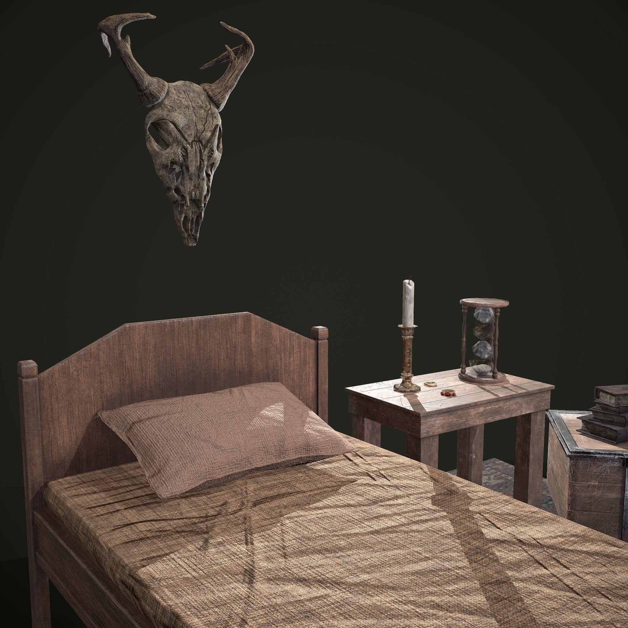 Medieval Tavern Bedroom Props Pack 3D Model Collection_3