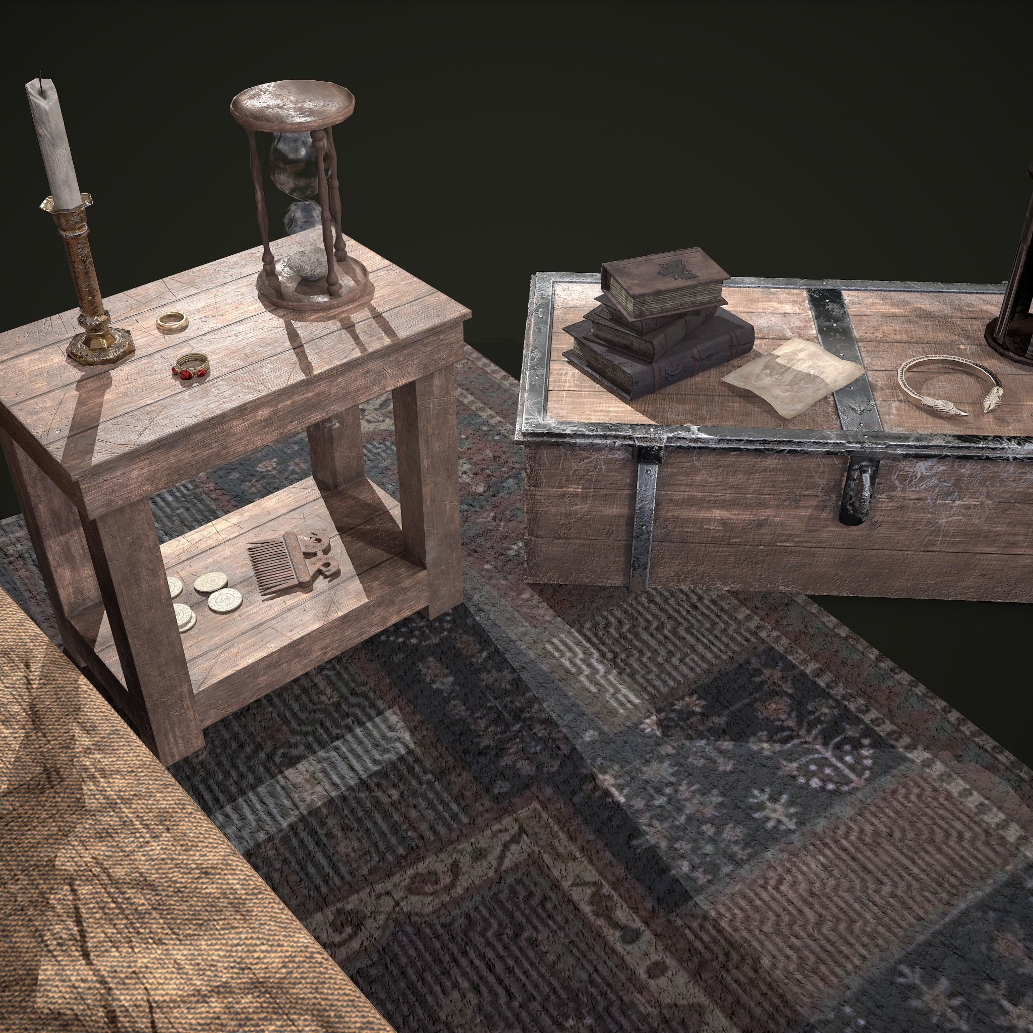 Medieval Tavern Bedroom Props Pack 3D Model Collection_9