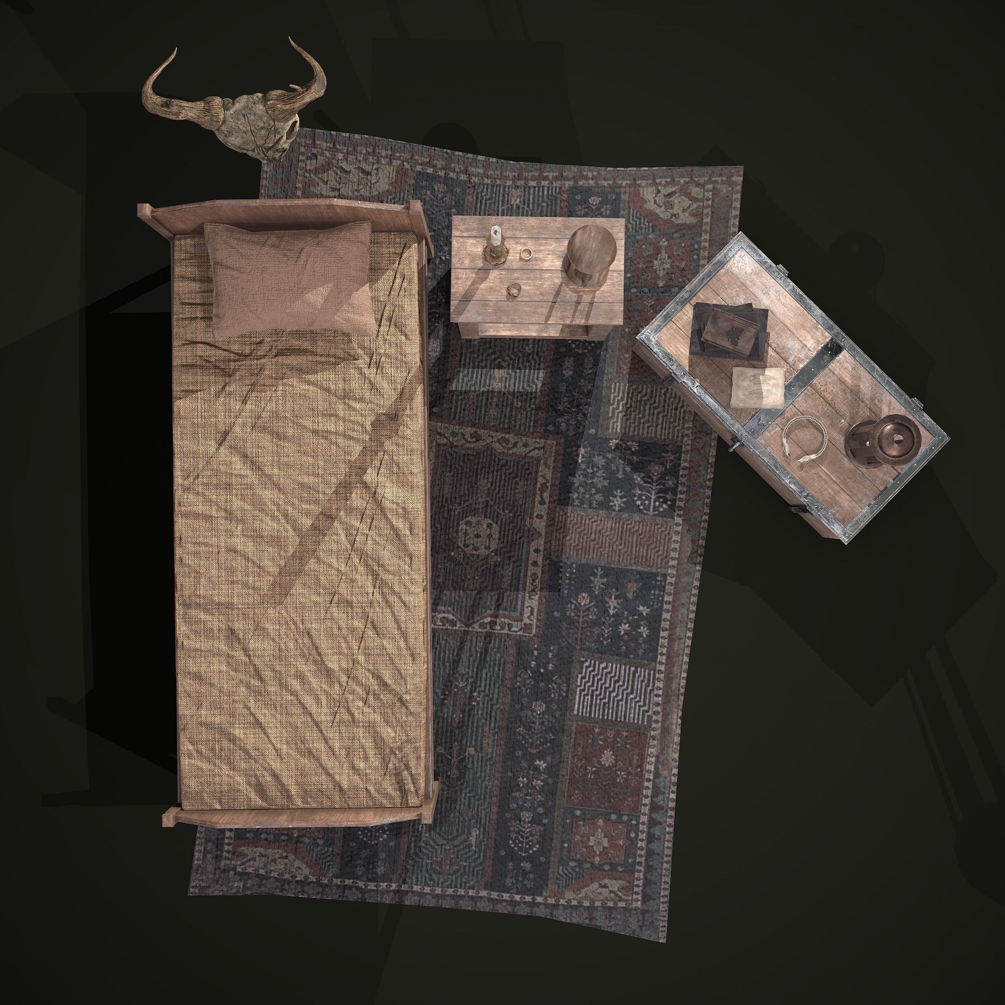 Medieval Tavern Bedroom Props Pack 3D Model Collection_15