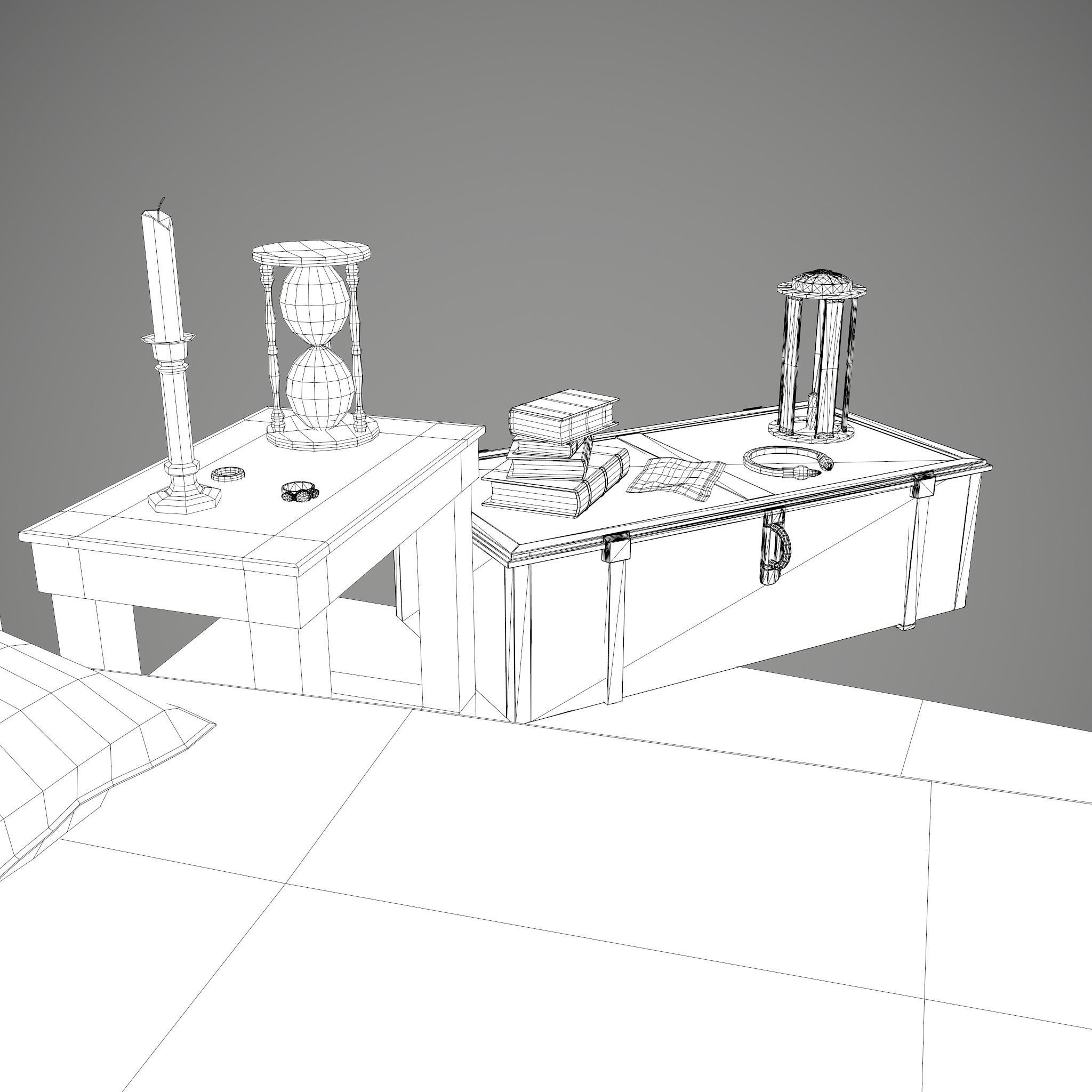 Medieval Tavern Bedroom Props Pack 3D Model Collection_42