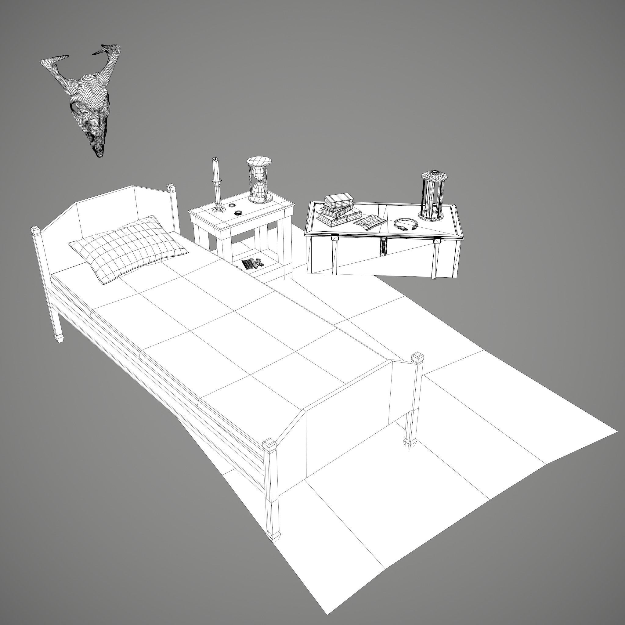 Medieval Tavern Bedroom Props Pack 3D Model Collection_36