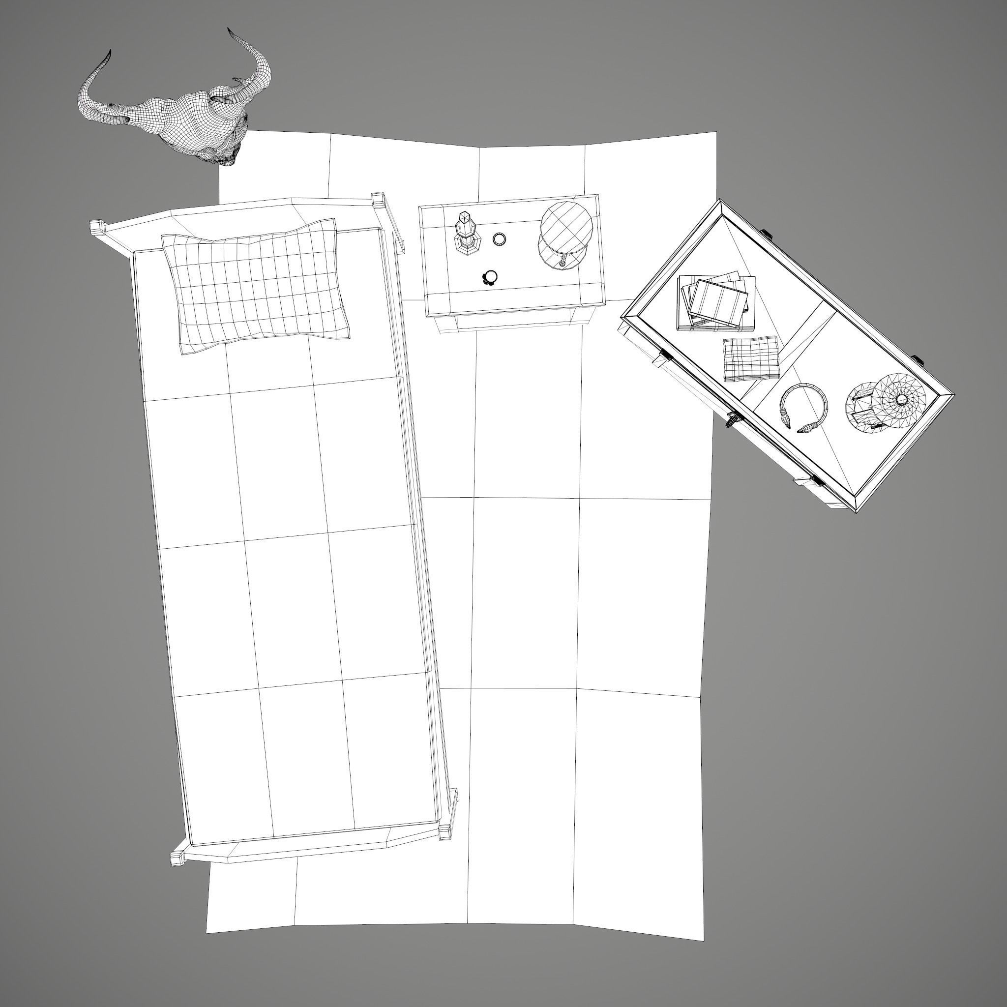 Medieval Tavern Bedroom Props Pack 3D Model Collection_37