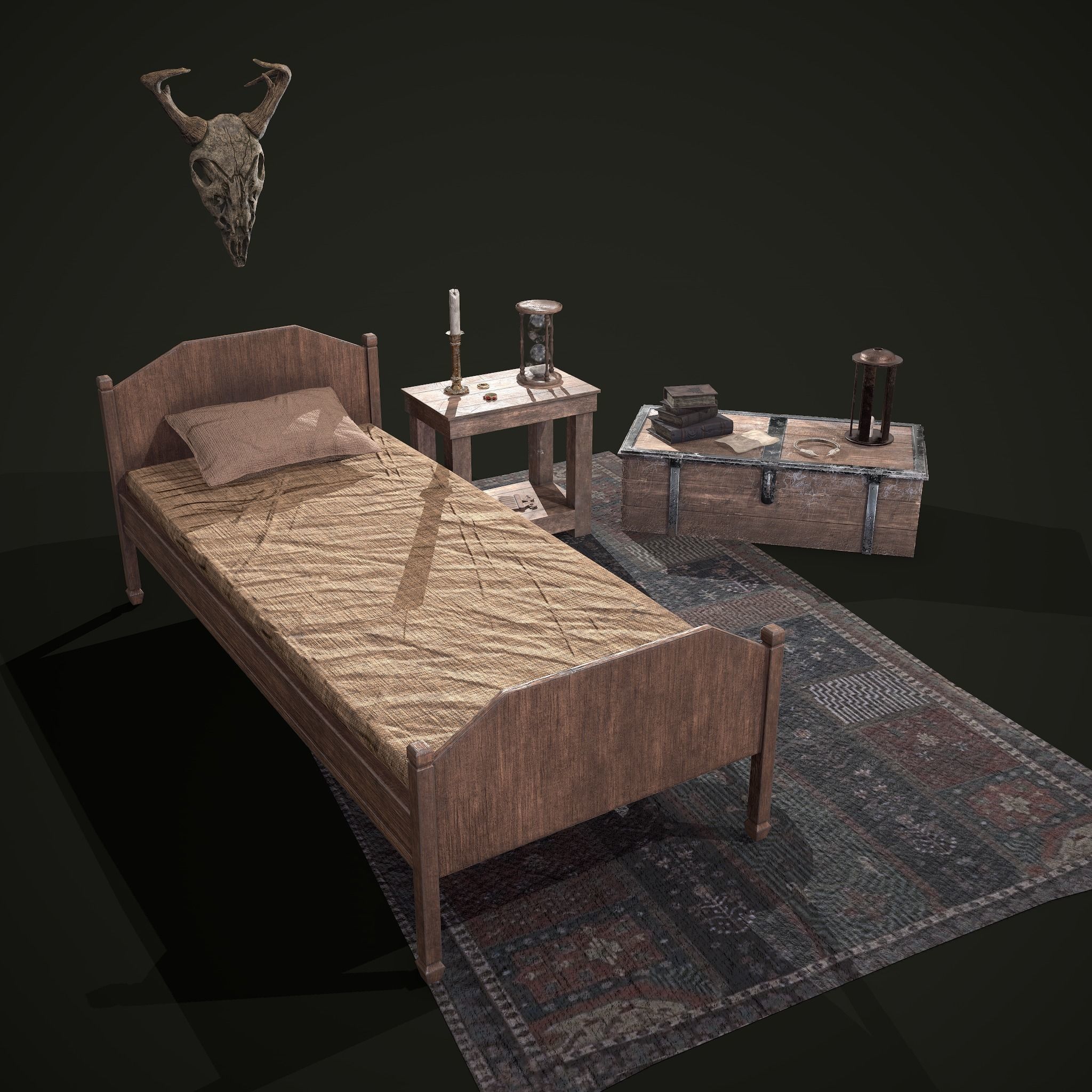 Medieval Tavern Bedroom Props Pack 3D Model Collection_20