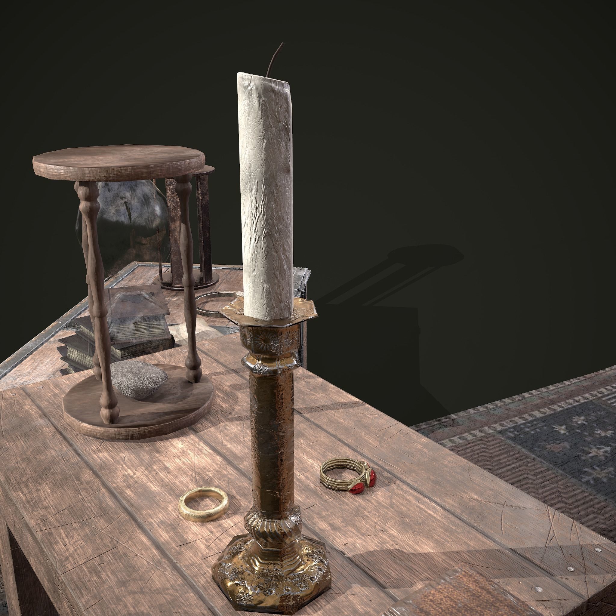 Medieval Tavern Bedroom Props Pack 3D Model Collection_11