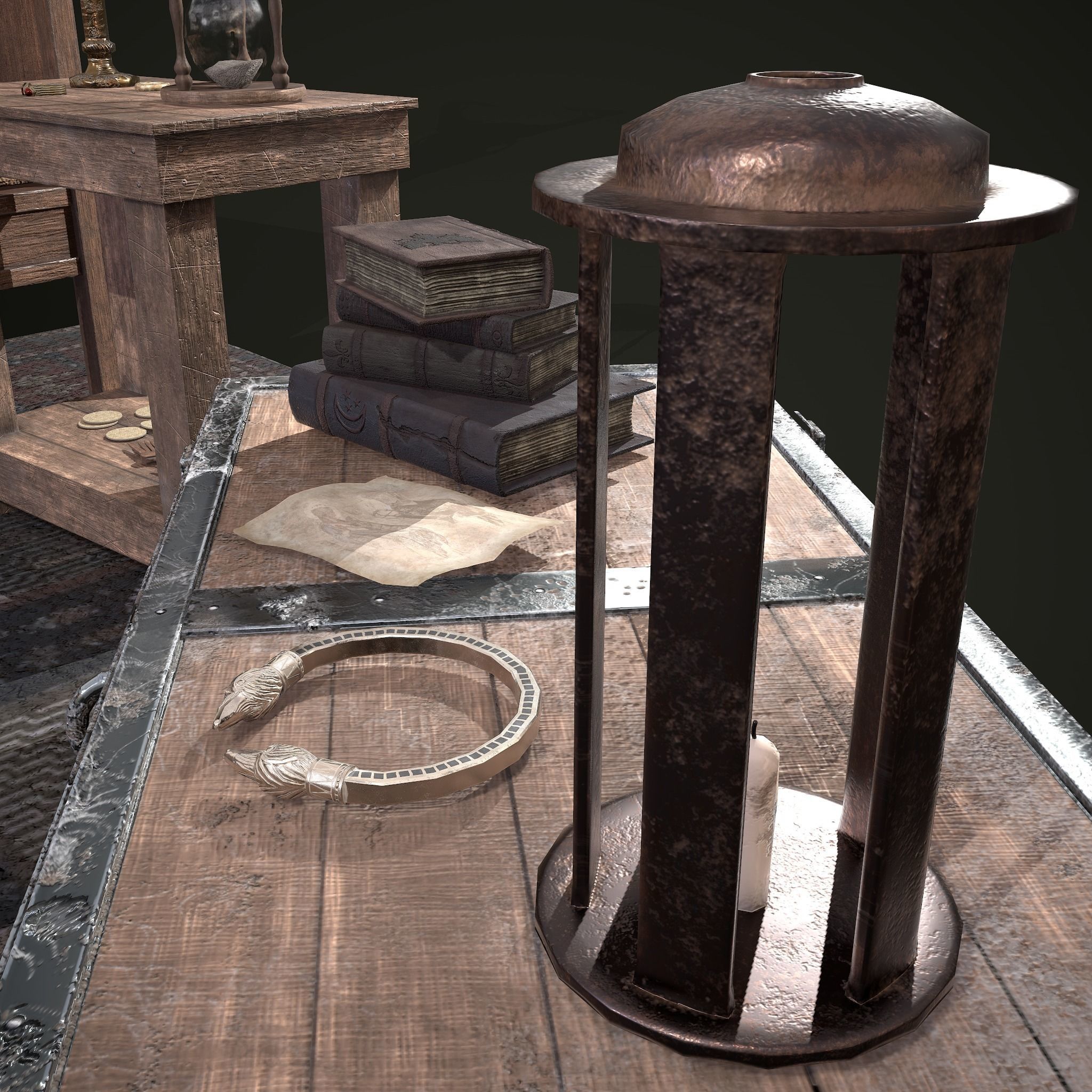 Medieval Tavern Bedroom Props Pack 3D Model Collection_28