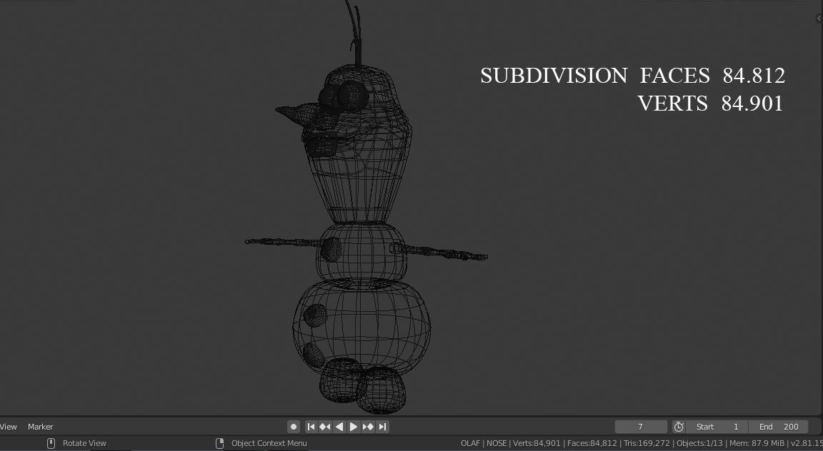 Olaf- Frozen Snowman  Low-poly 3D model_12