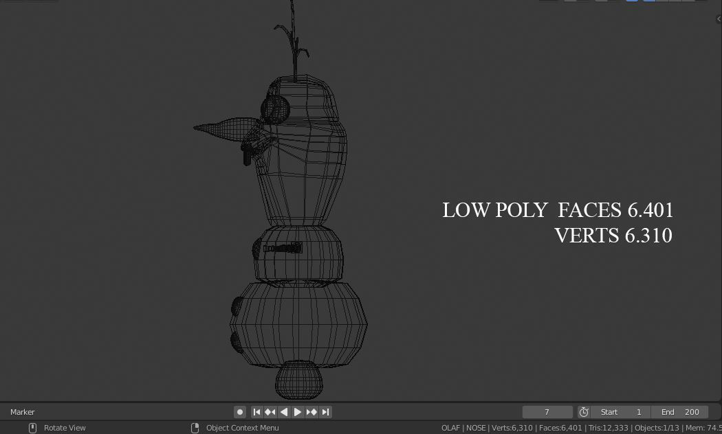 Olaf- Frozen Snowman  Low-poly 3D model_13