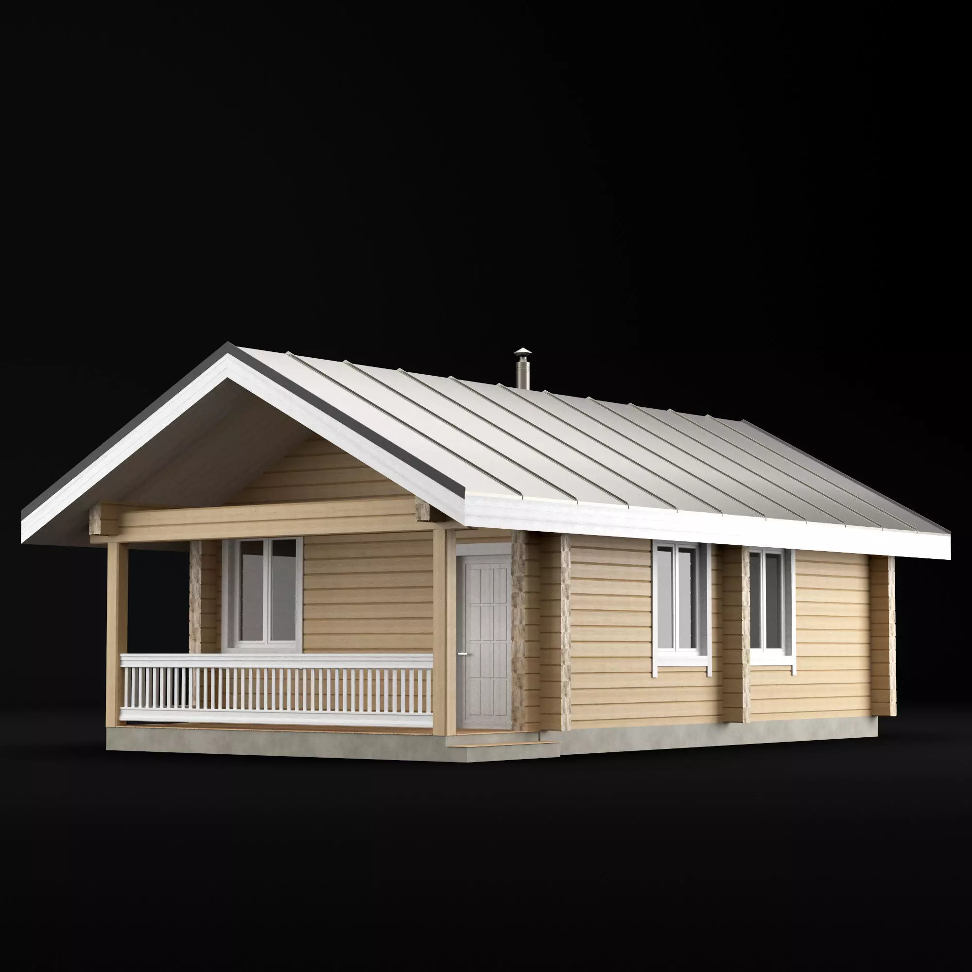Modern wooden sauna log cabin 3D model