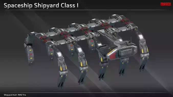 Spaceship Shipyard Class I Low-poly 3D model