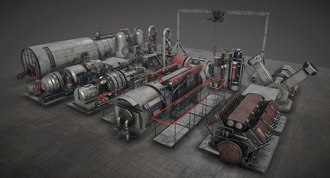 Machinery compartement devices for Unity 3D model