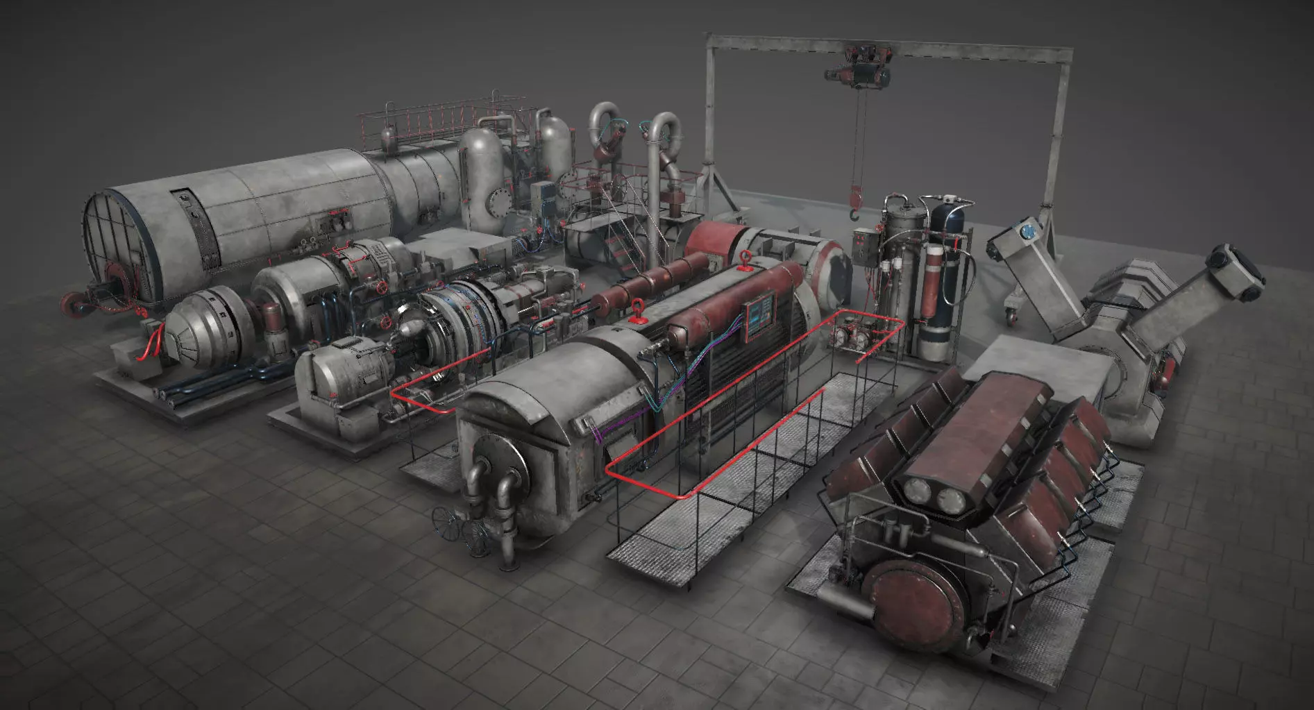 Machinery compartement devices for Unity 3D model_0