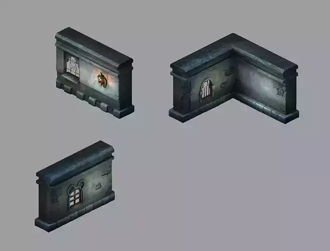 Game The Palace - Stone Wall 01 3D model