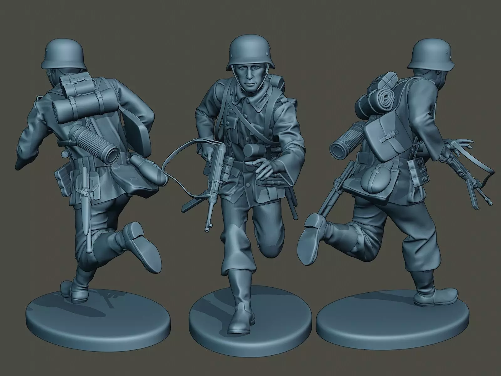 German soldier ww2 running G2 3D print model