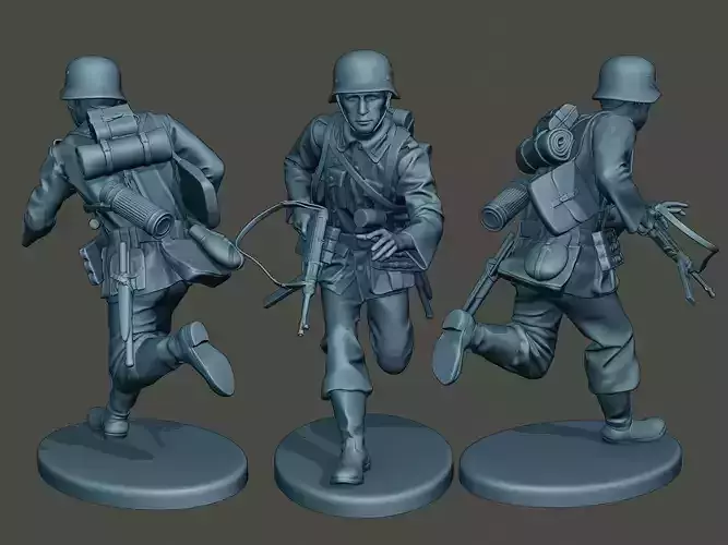 German soldier ww2 running G2 3D print model