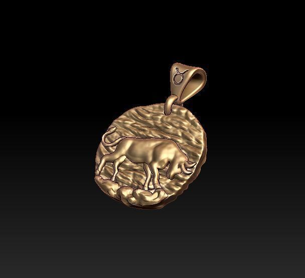 Horoscope Taurus pendant 3D print model_2