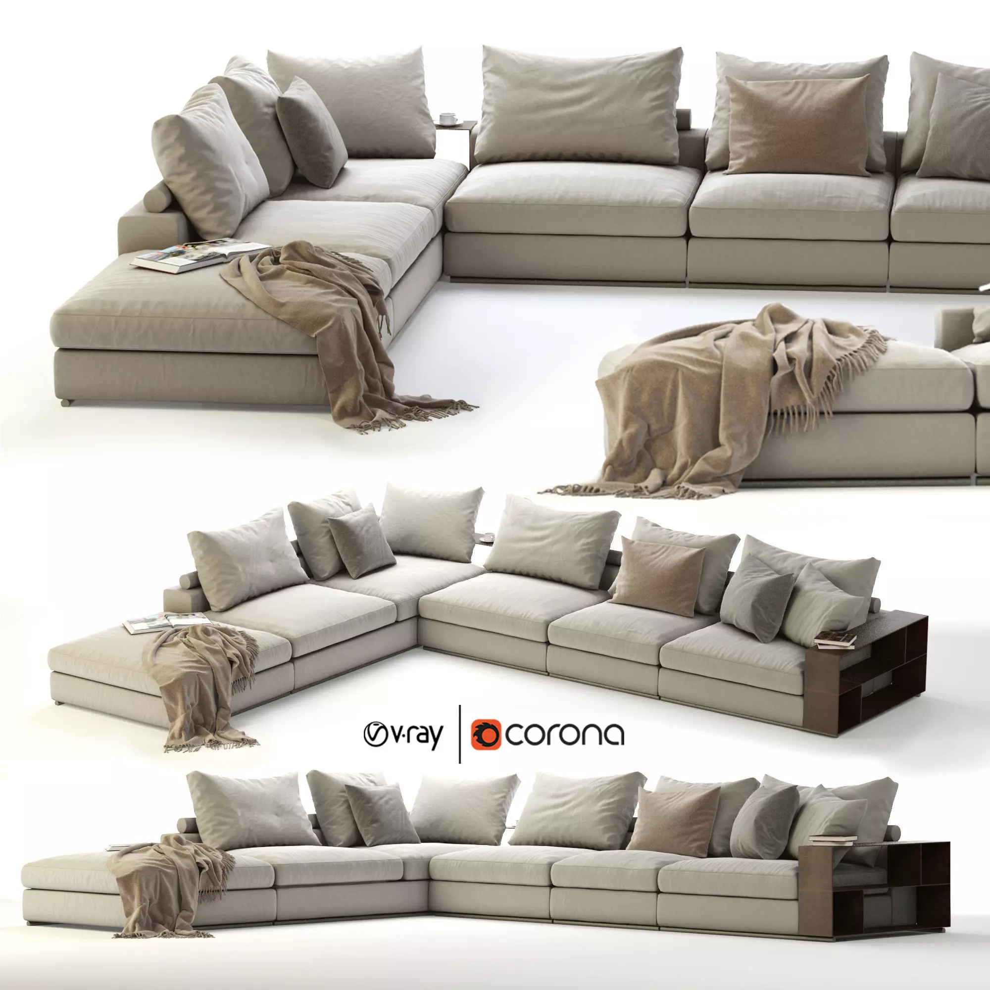 Flexform Groundpiece Sectional Sofa 3D model_0