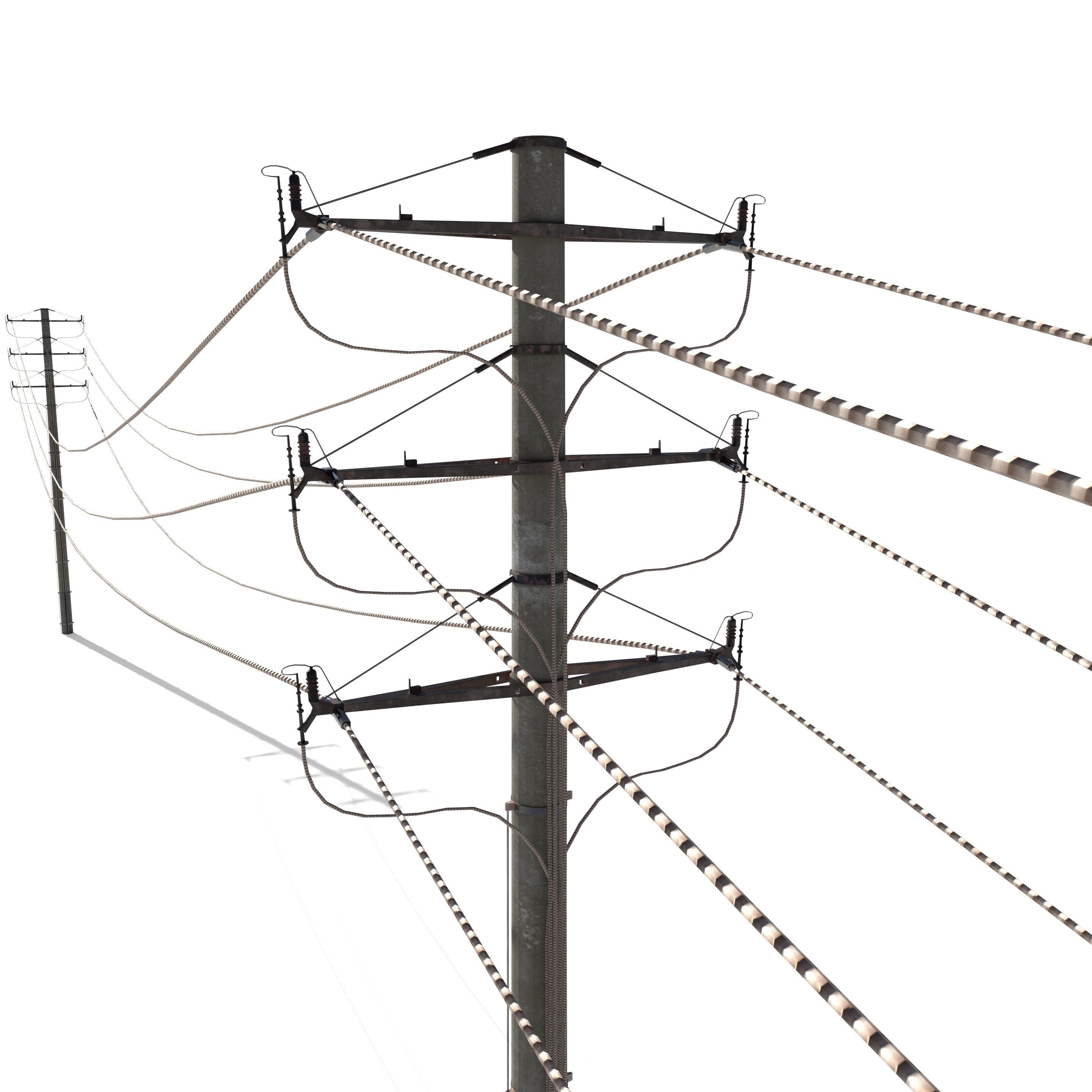 Electricity Pole 18 Low-poly 3D model_3