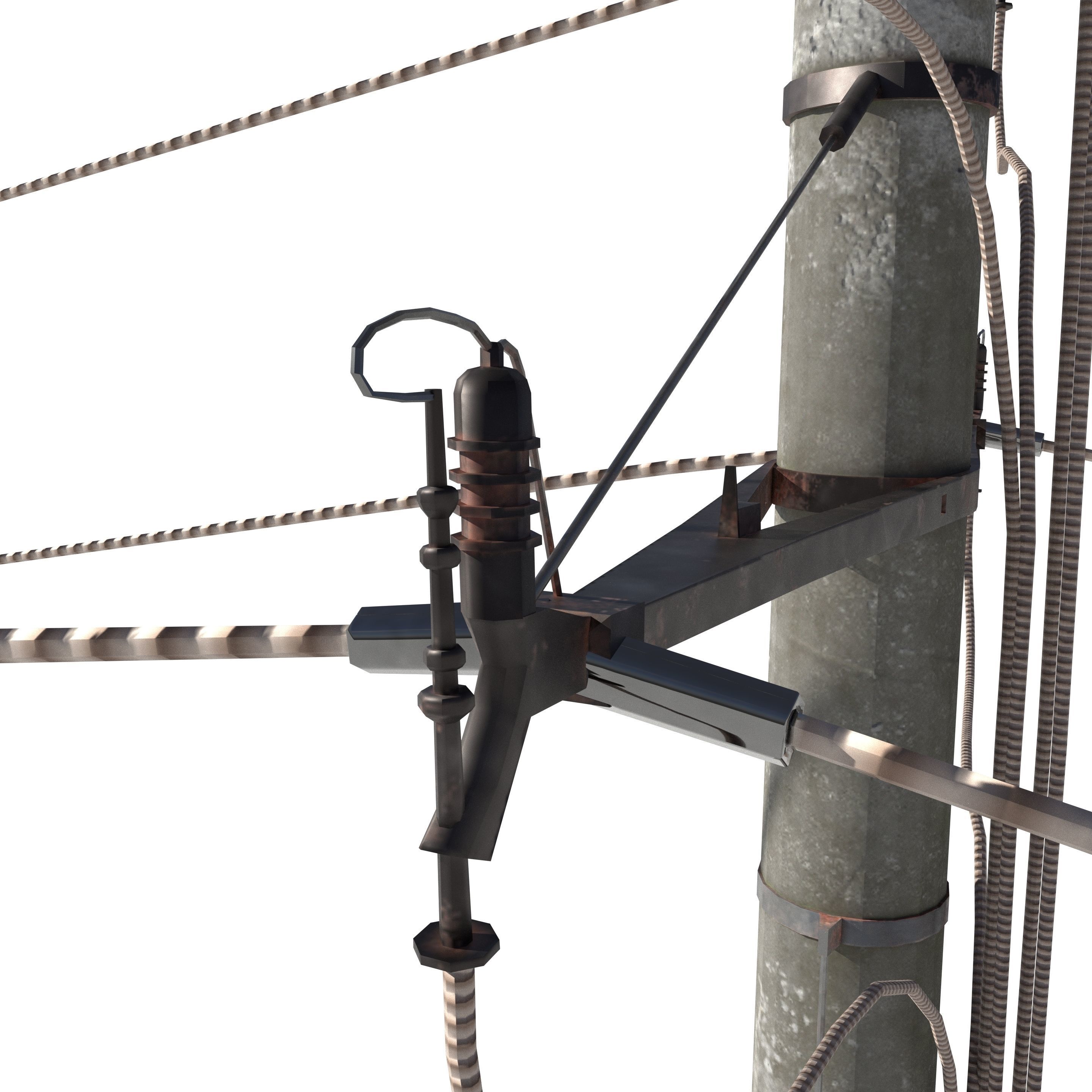 Electricity Pole 18 Low-poly 3D model_4