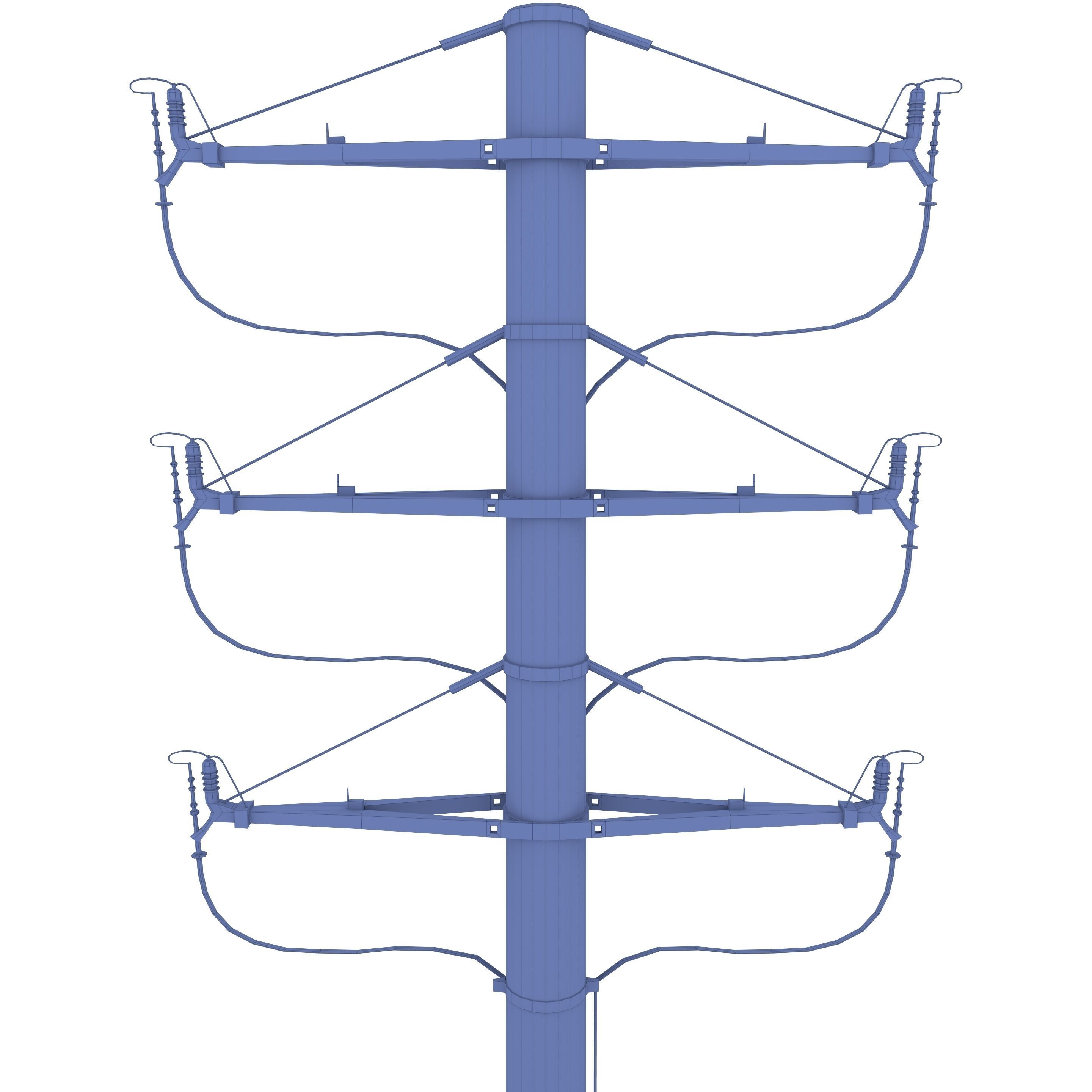 Electricity Pole 18 Low-poly 3D model_12