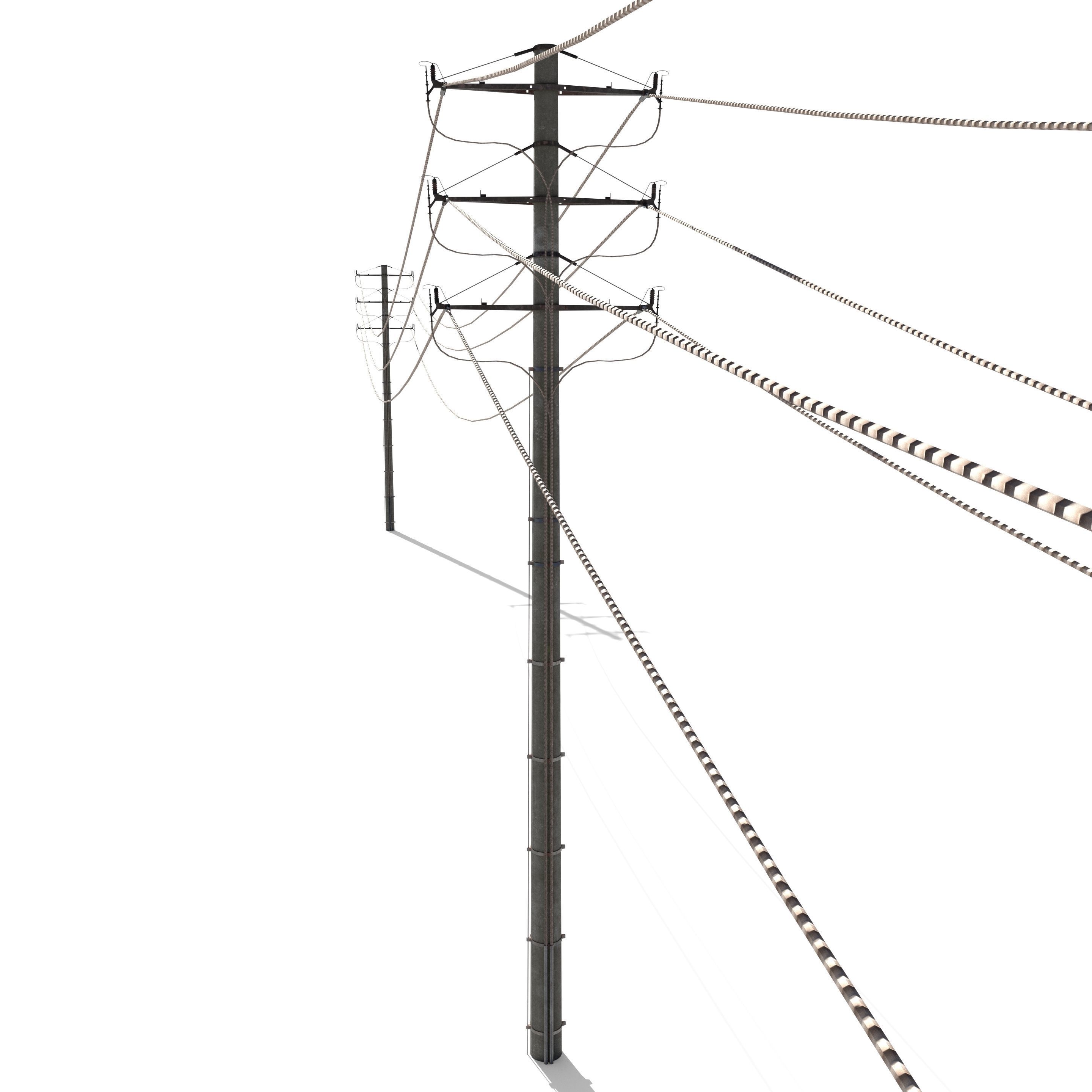 Electricity Pole 18 Low-poly 3D model_1