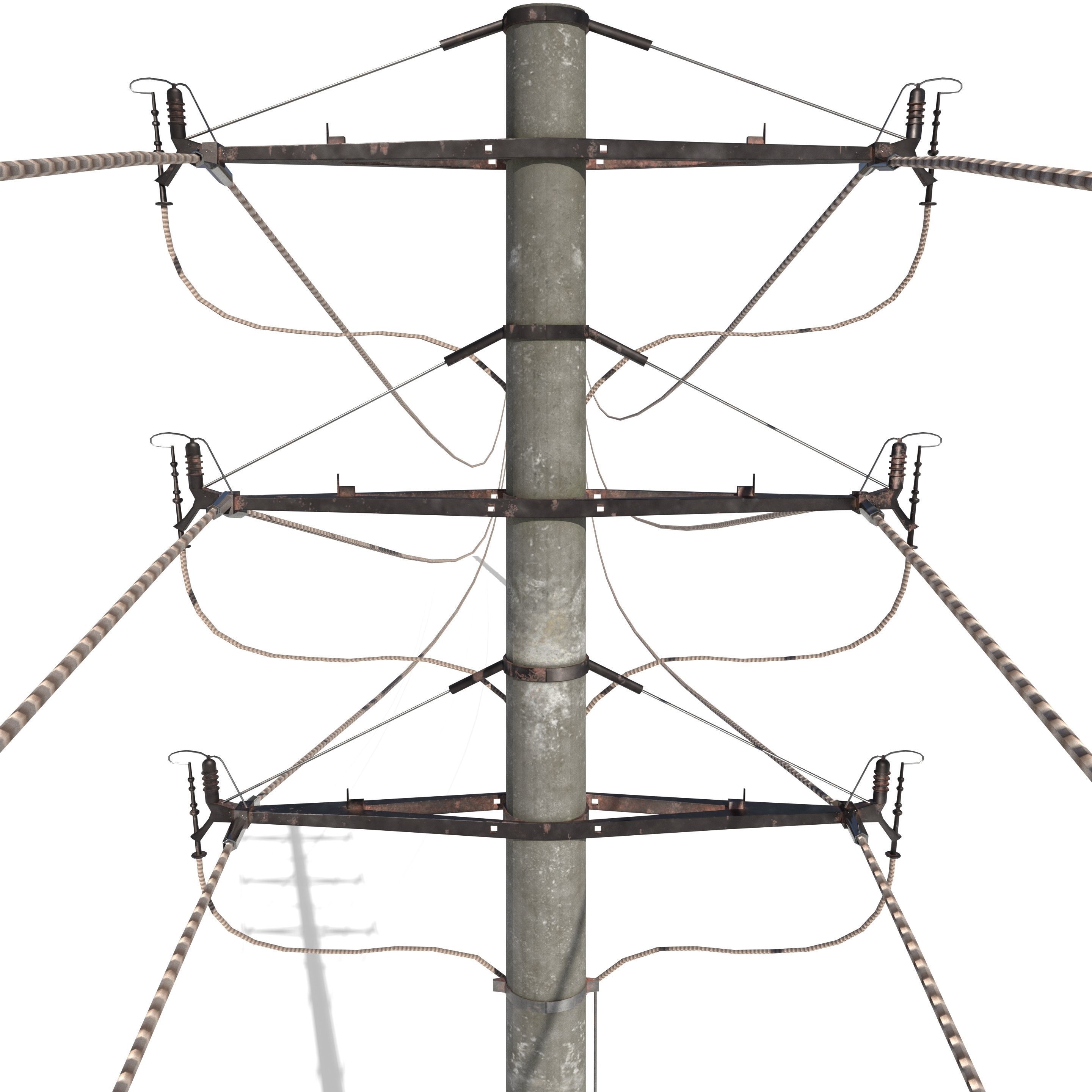 Electricity Pole 18 Low-poly 3D model_6