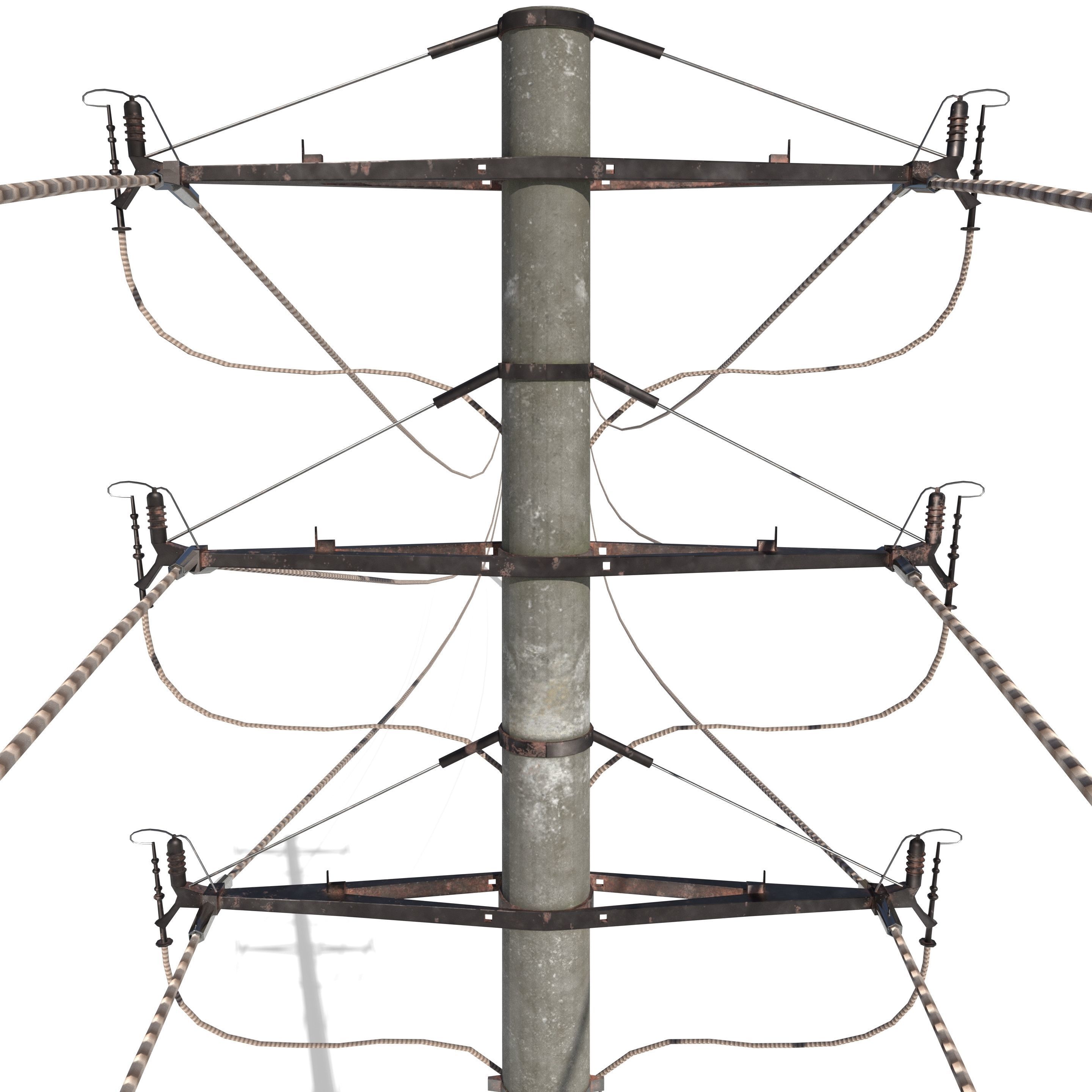 Electricity Pole 18 Low-poly 3D model_5