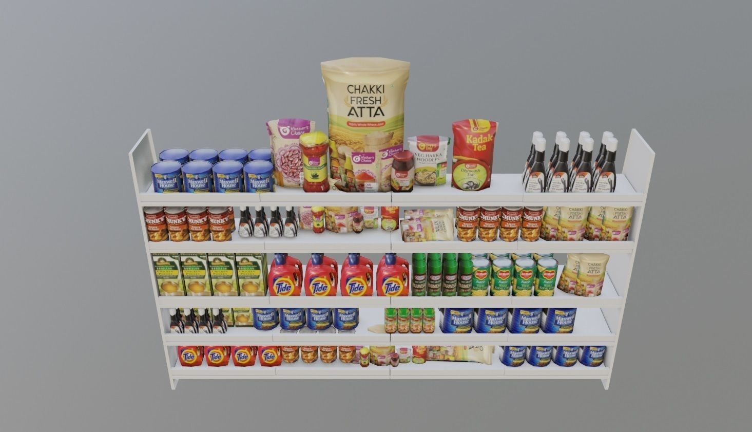 supermarket aisle and products with textures Low-poly 3D model_3