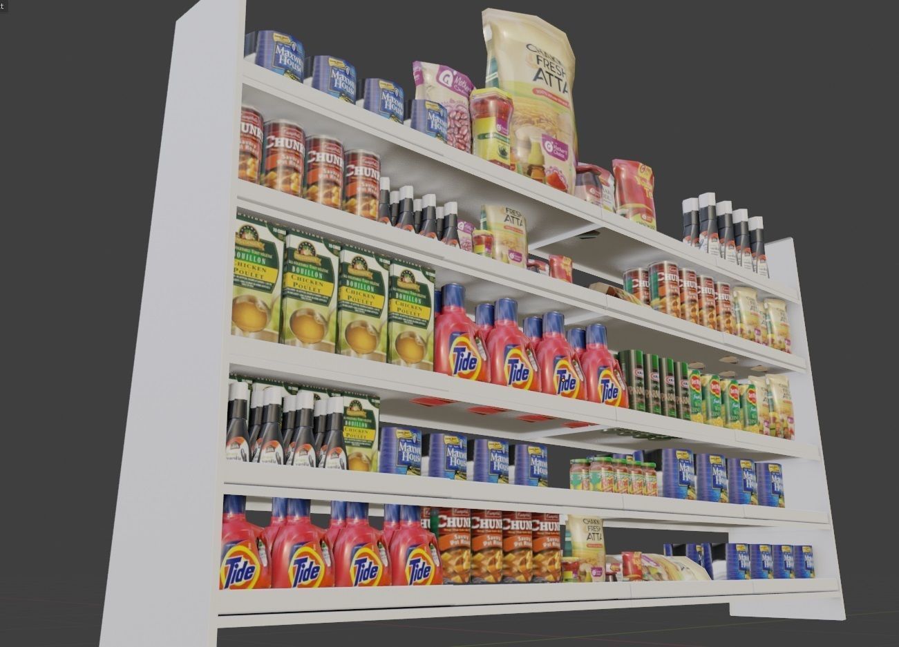 supermarket aisle and products with textures Low-poly 3D model_4