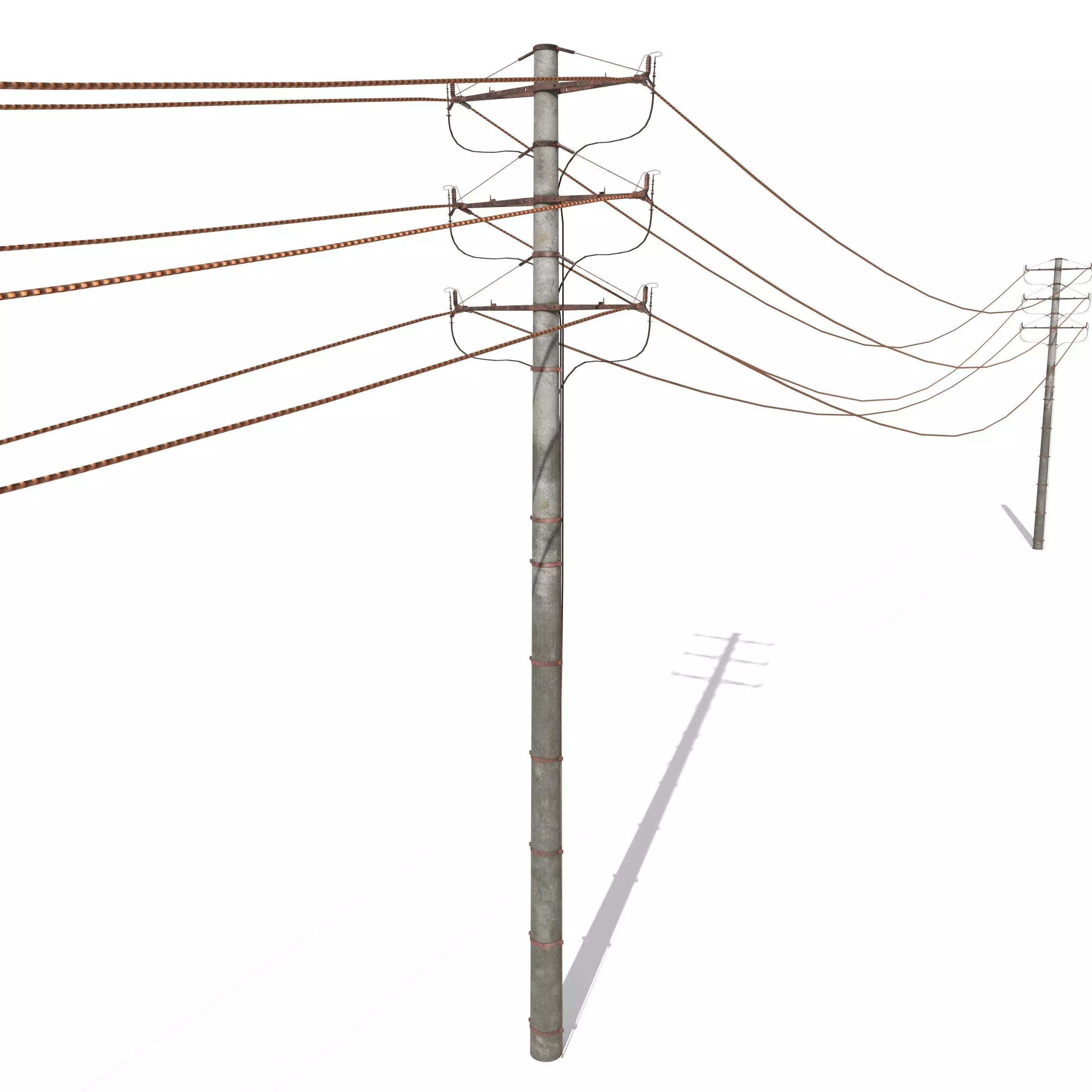 Electricity Pole 18 Weathered Low-poly 3D model_0