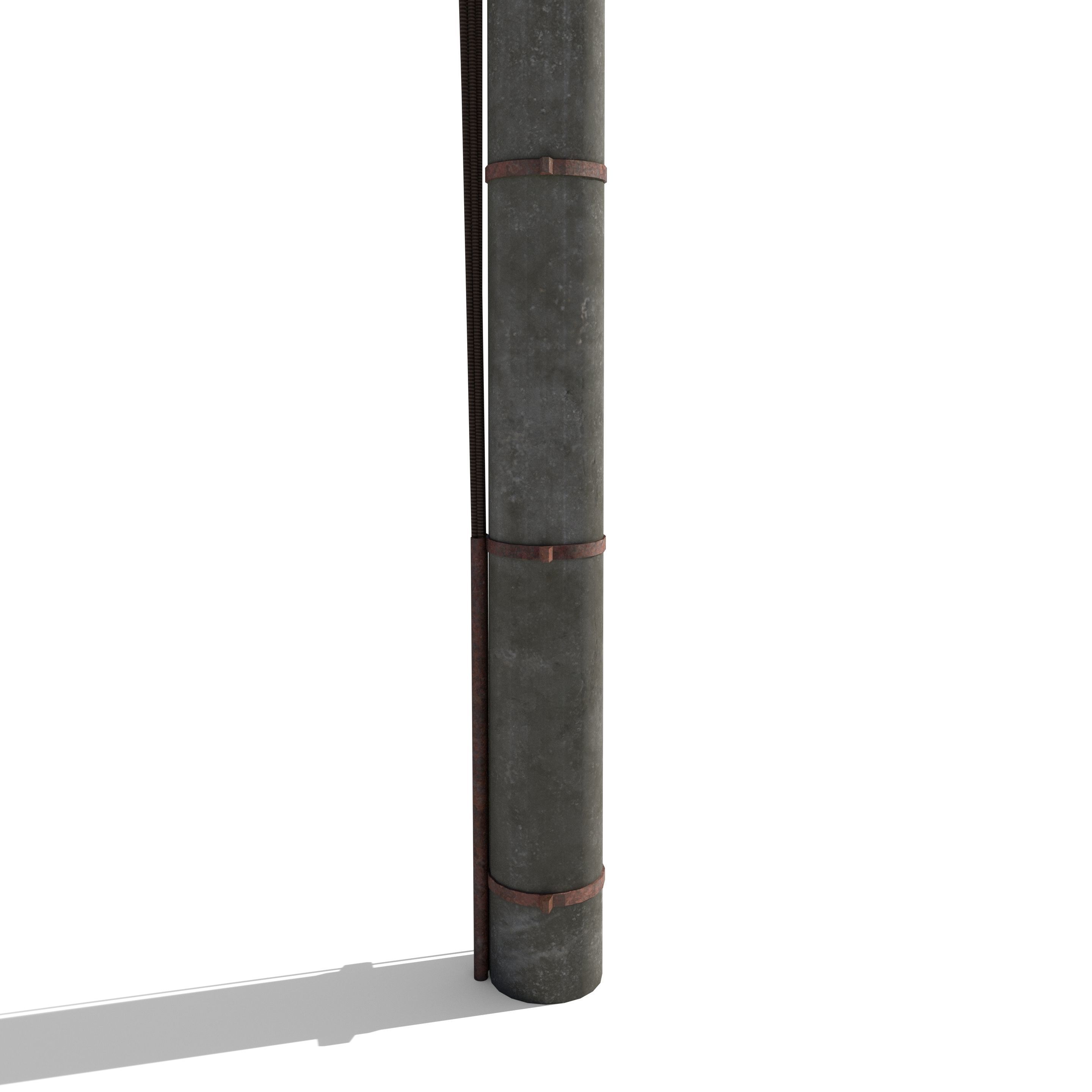Electricity Pole 18 Weathered Low-poly 3D model_2