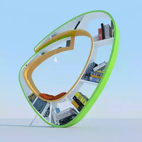 Bookshelf book shelf with circular shape