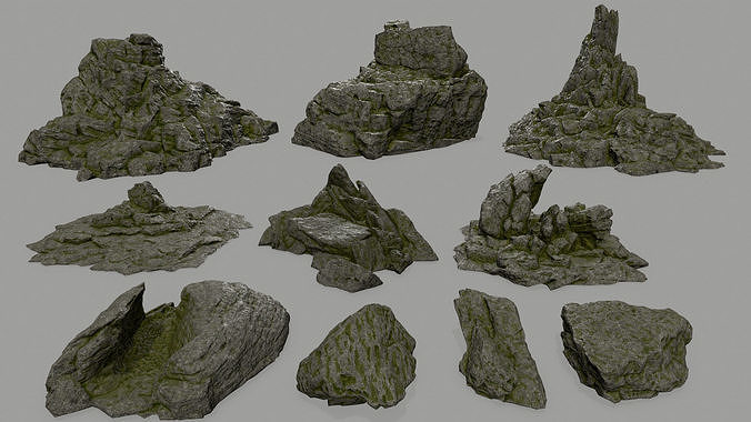 Rock set Low-poly 3D model