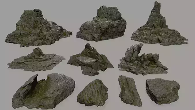 Rock set Low-poly 3D model