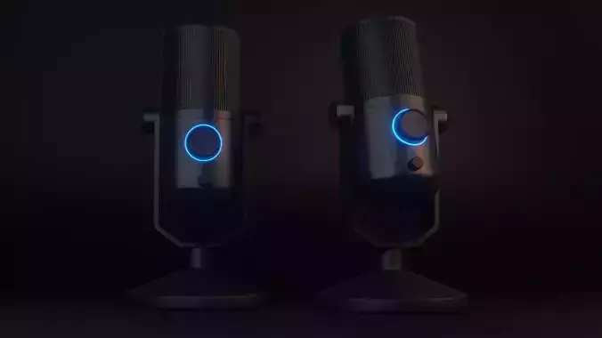 Microphone two microphones Low-poly 3D model